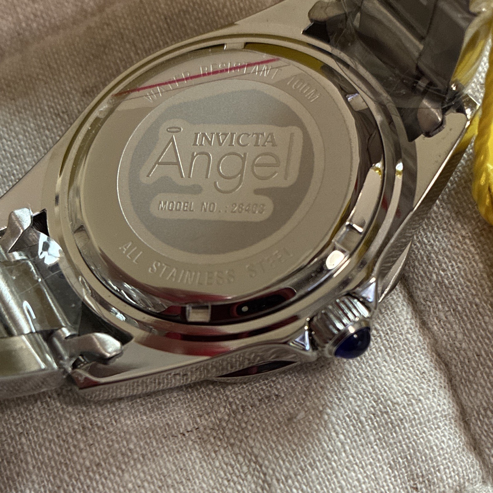 Invicta Women’s Silver Stainless Steel Bracelet Watch White Dial Gem Bezel Box