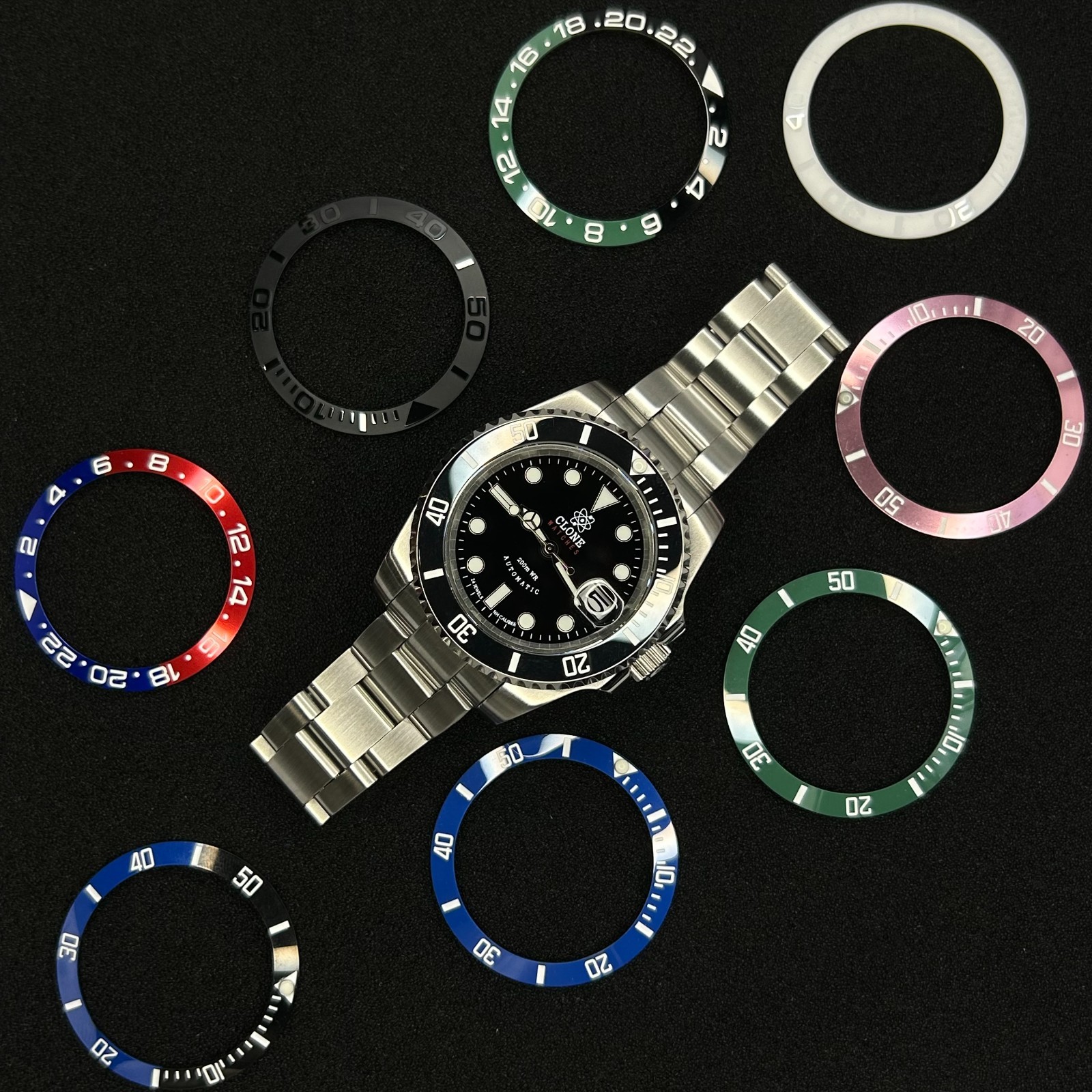 CLONE 40mm black submarine dive watch style NH35 automatic movement substyle