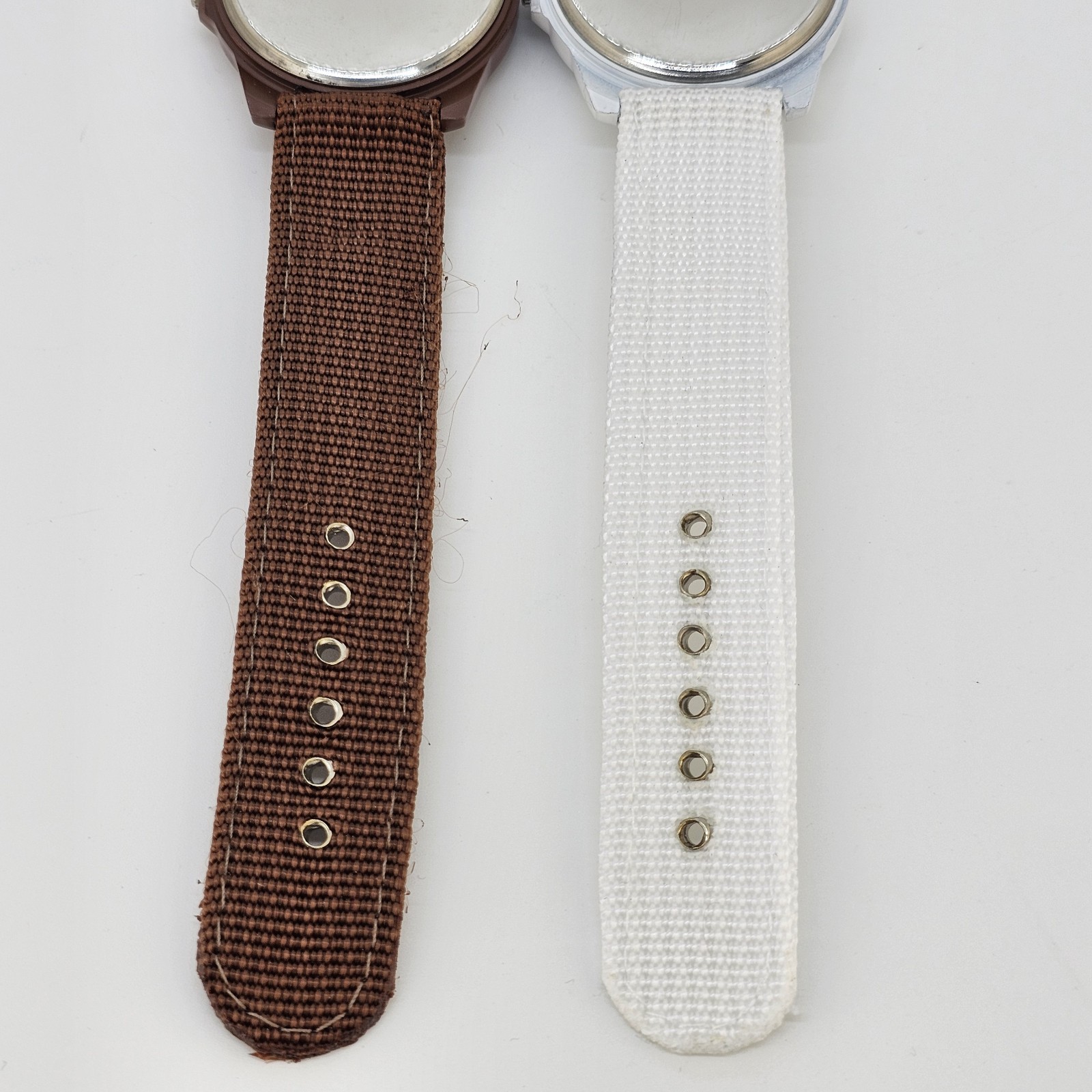 2X Gemius Army Men’s Watch 40MM Brown White Dial Nylon Canvas Bands New Battery