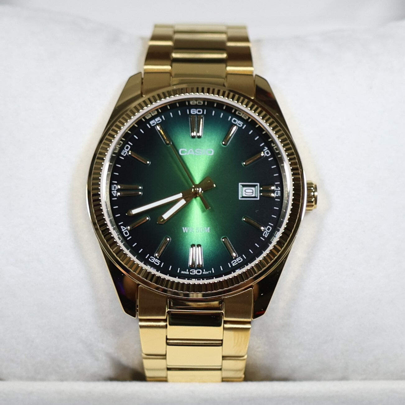 Casio Men’s Vintage Green Dial Gold Tone Stainless Steel Watch MTP-1302PGC-3AVEF