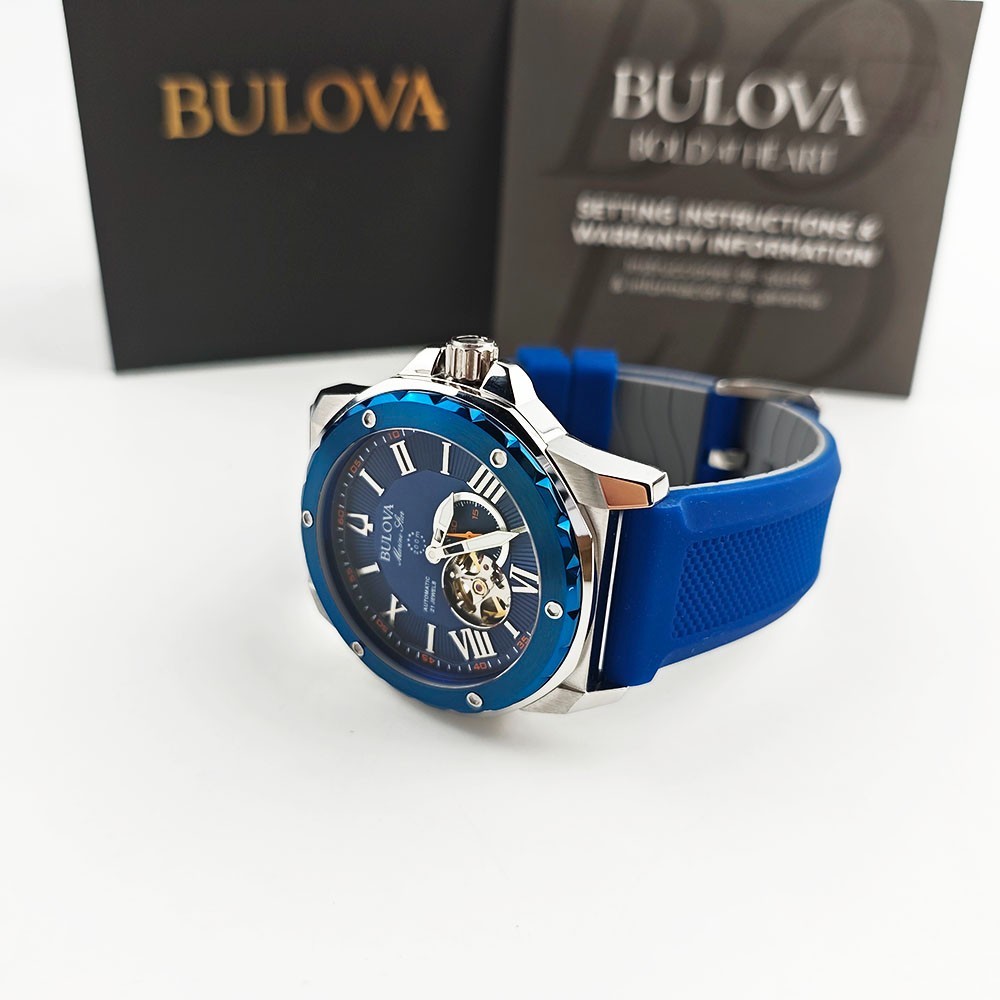 Bulova 98A303 Marine Star Blue Dial – Silicon Strap Men’s 45mm Automatic Watch