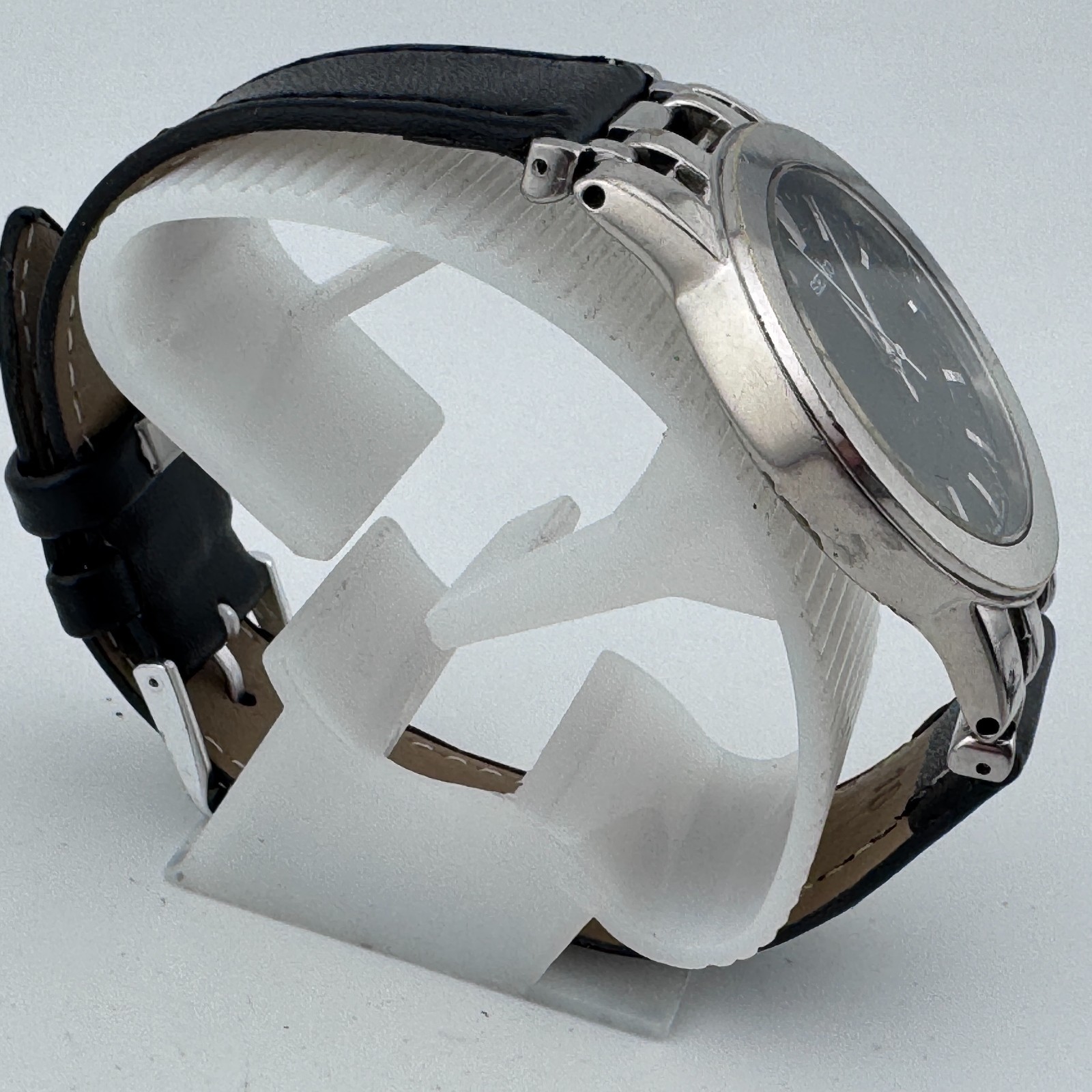 Vintage Seiko Quartz Watch V732-0K30 Men Silver Black Date Slim Thin New Battery