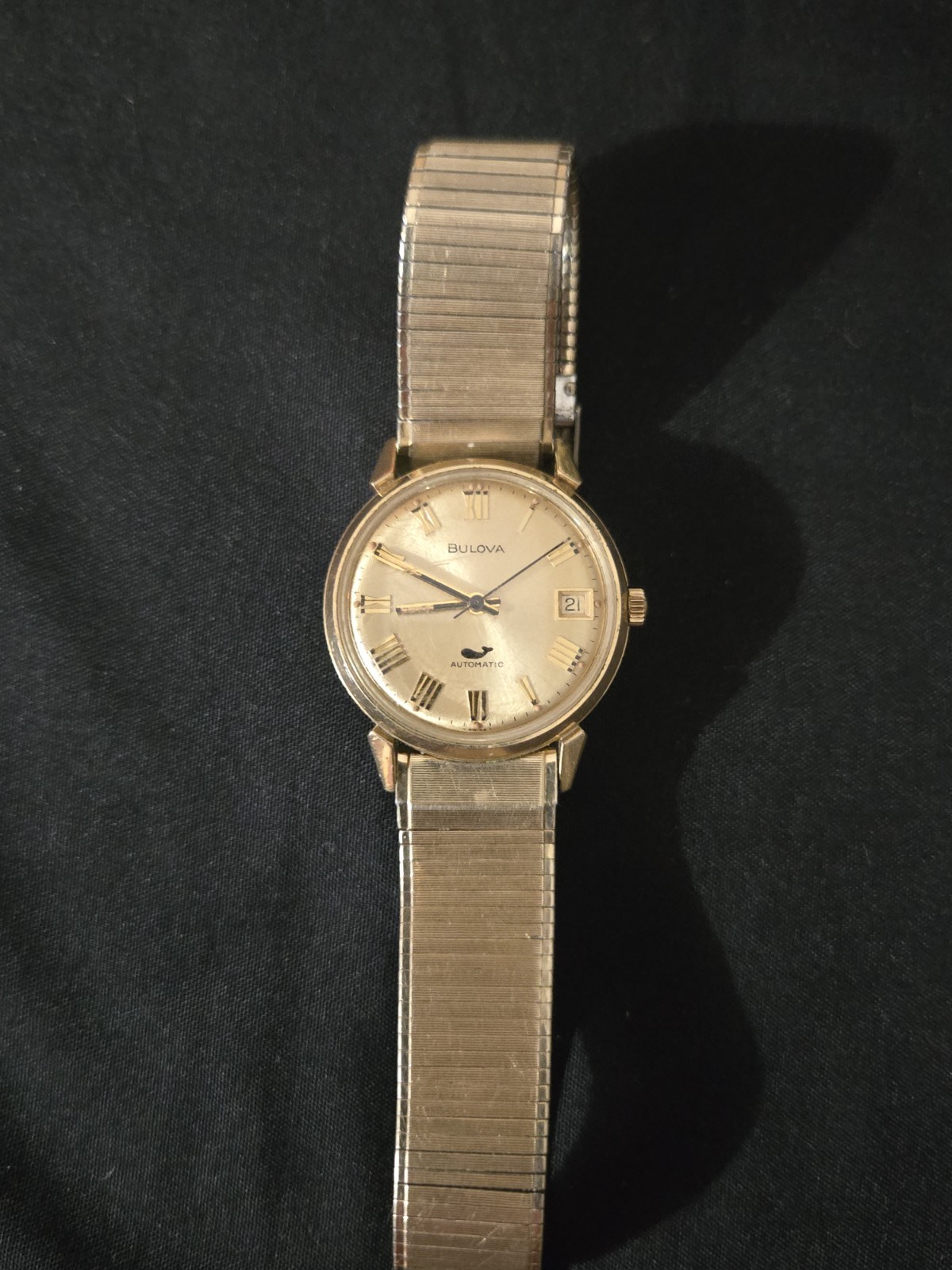 1971 Bulova Sea King Whale Automatic Men’s Watch Date Gold Tone Vintage N1