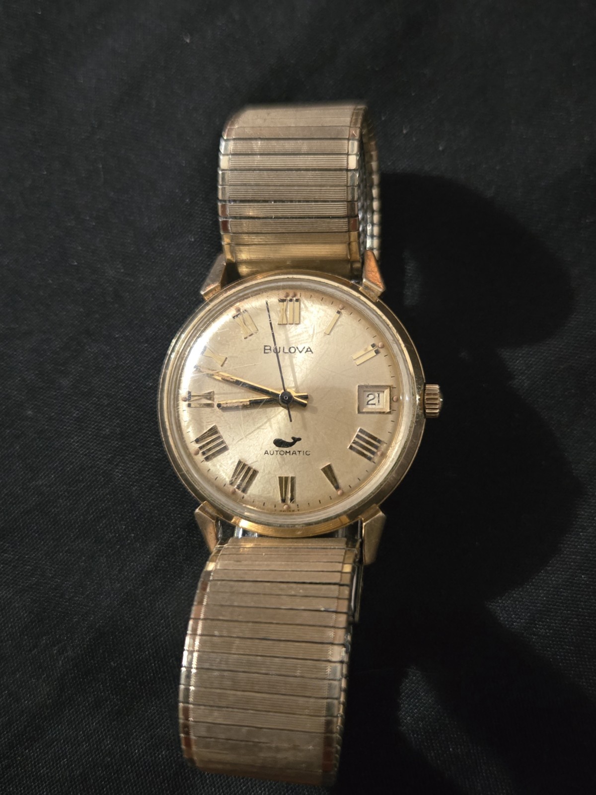 1971 Bulova Sea King Whale Automatic Men’s Watch Date Gold Tone Vintage N1