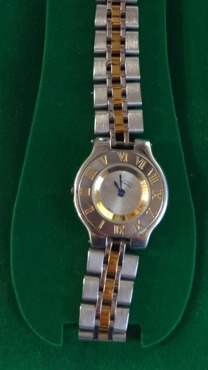 Cartier Must de Cartier 21 Quartz TwoTone Watch missing sapphire on stem
