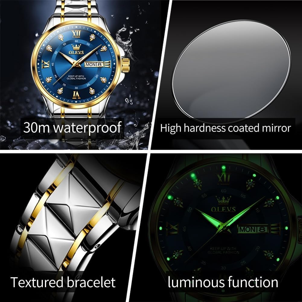 Quartz Watch Luminous Calendar Date Business Formal Luxury Men’s and Women’s Wa
