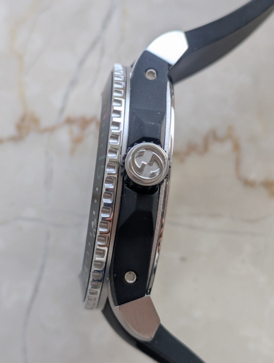 [B1P] GUCCI Watch G Timeless DIVE Cat Black YA136322 Rubber [m4z]
