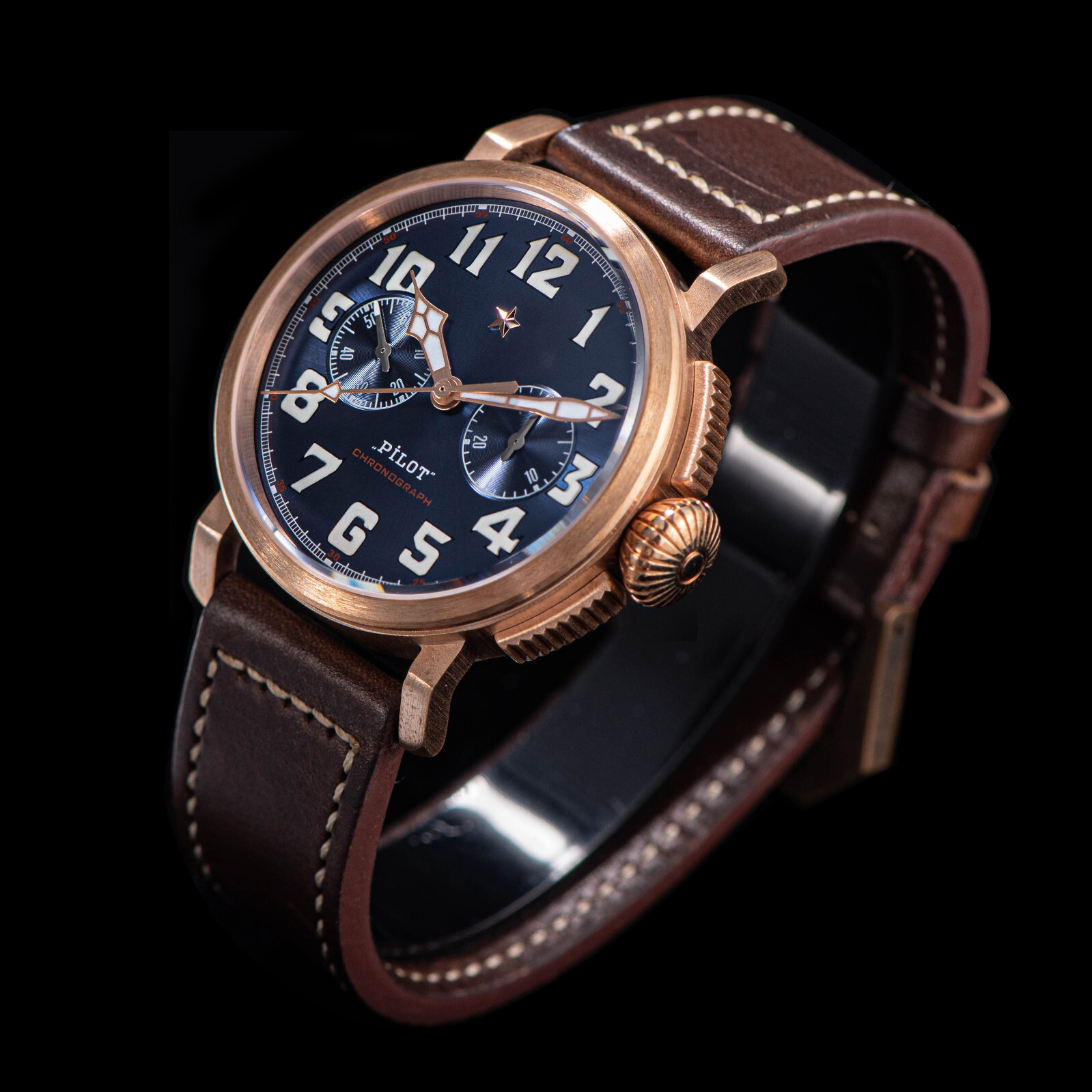 Sugess PILOT MASTER Chrono CuSn8 Bronze Mechanical Watch Seagull 1963 SUPILOT009