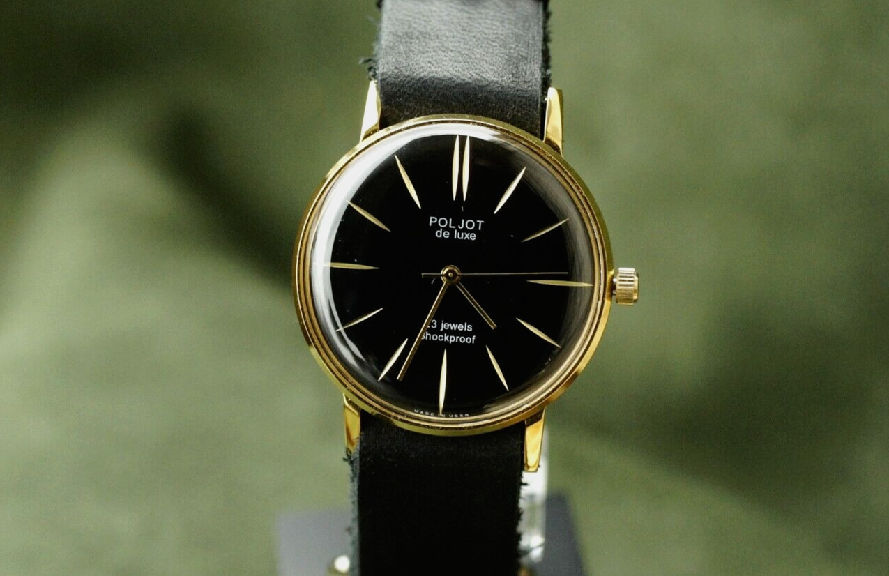POLJOT Watch De Luxe Luxury Ultra SLIM Mechanical leather strap Men’s Vintage
