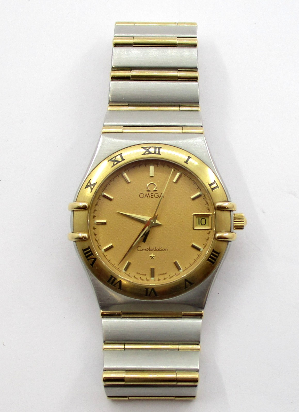 1995 Vintage Omega Constellation Stainless and 18K Gold Swiss Quartz Wristwatch