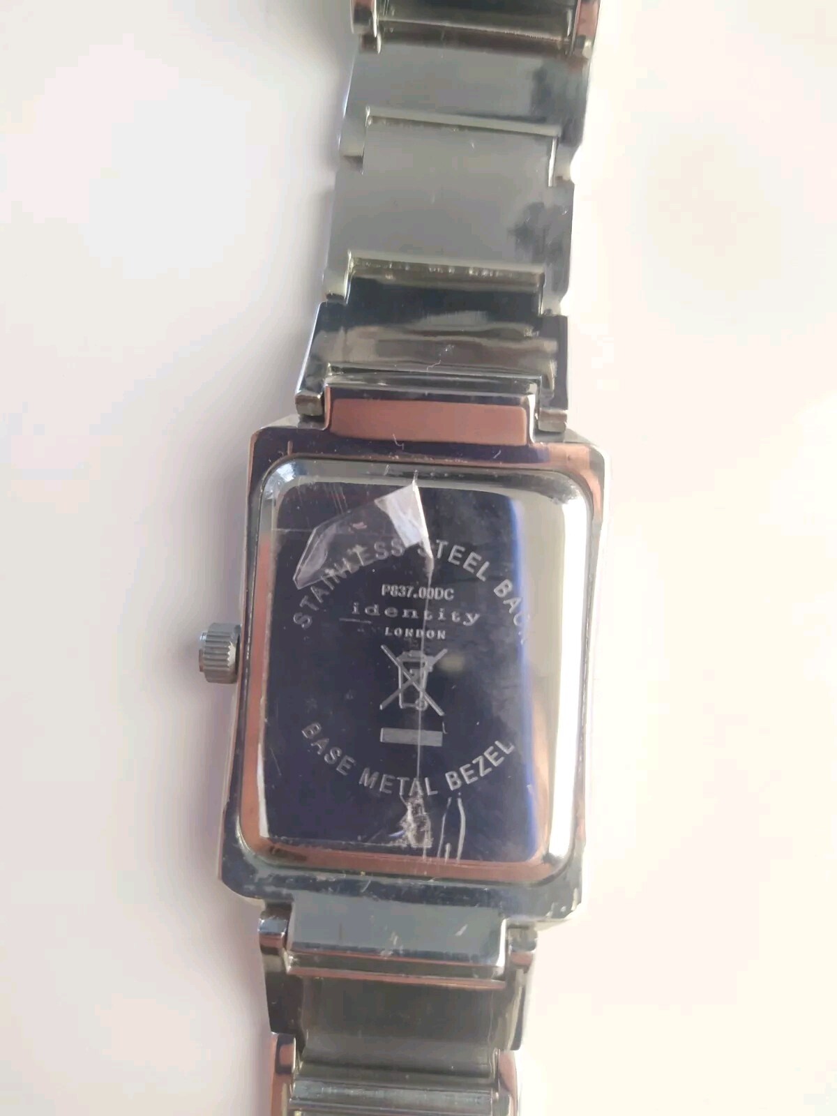 Mens Identity London Silver Tone Diamond Quartz Watch