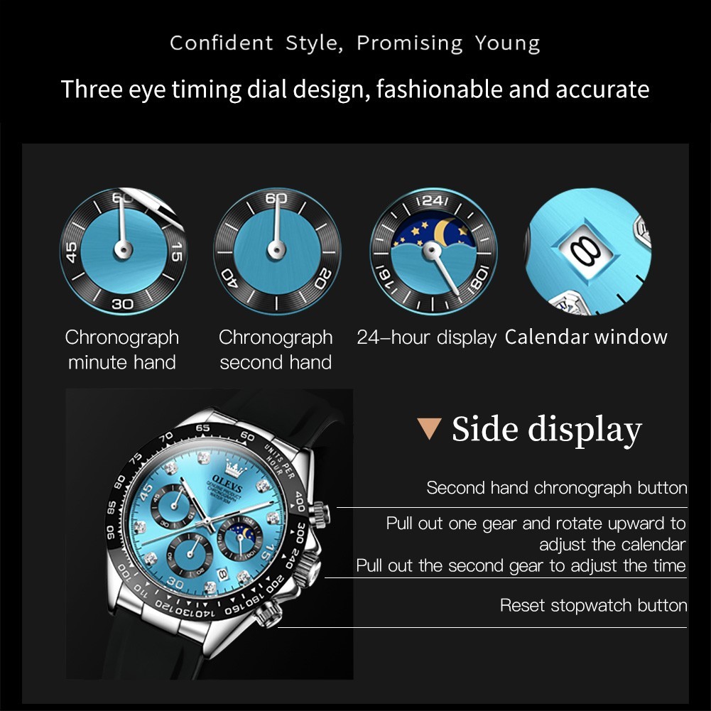 Waterproof Quartz Luxury Watch OLEVS Business Men’s Luminous Date Strap