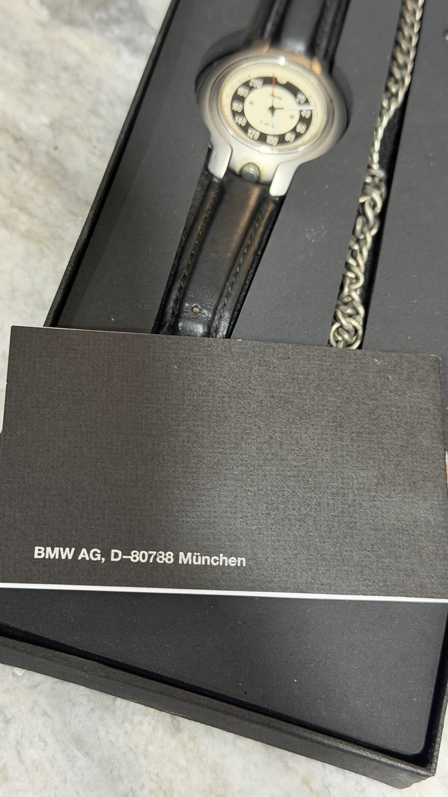 BMW R 69 S Automatic Mechanical Wristwatch Black Leather Strap Box & Manual