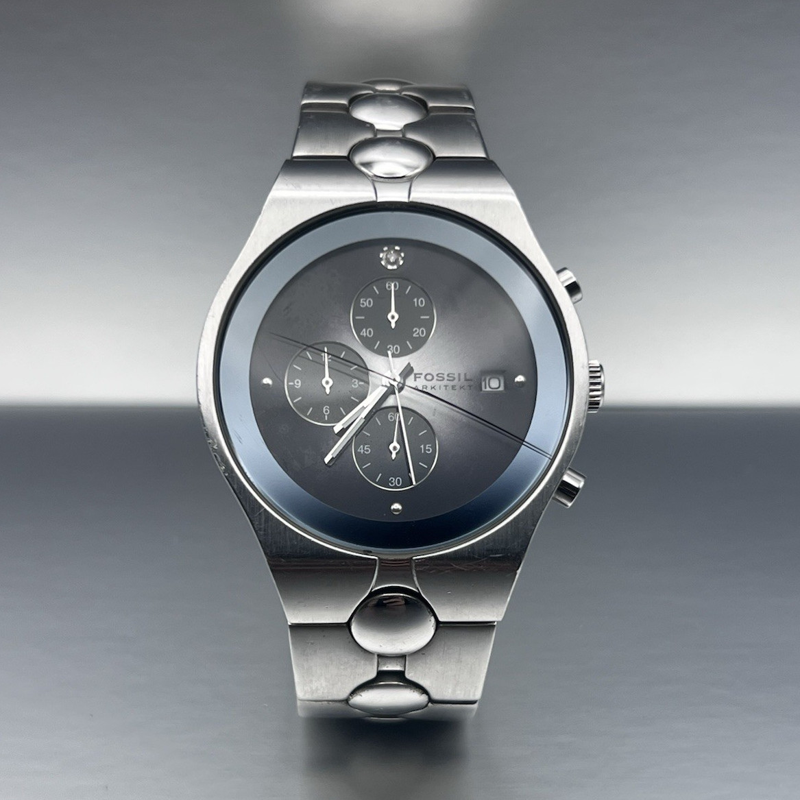Fossil Arkitekt Quartz Chronograph Date Black Dial 40mm Steel Bracelet 50m