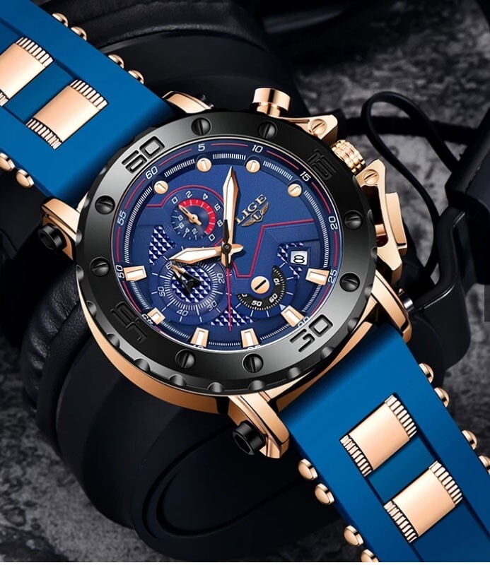 LIGE DREAM Men Big Dial Chronograph Waterproof Analogue Quartz Stainless Steel