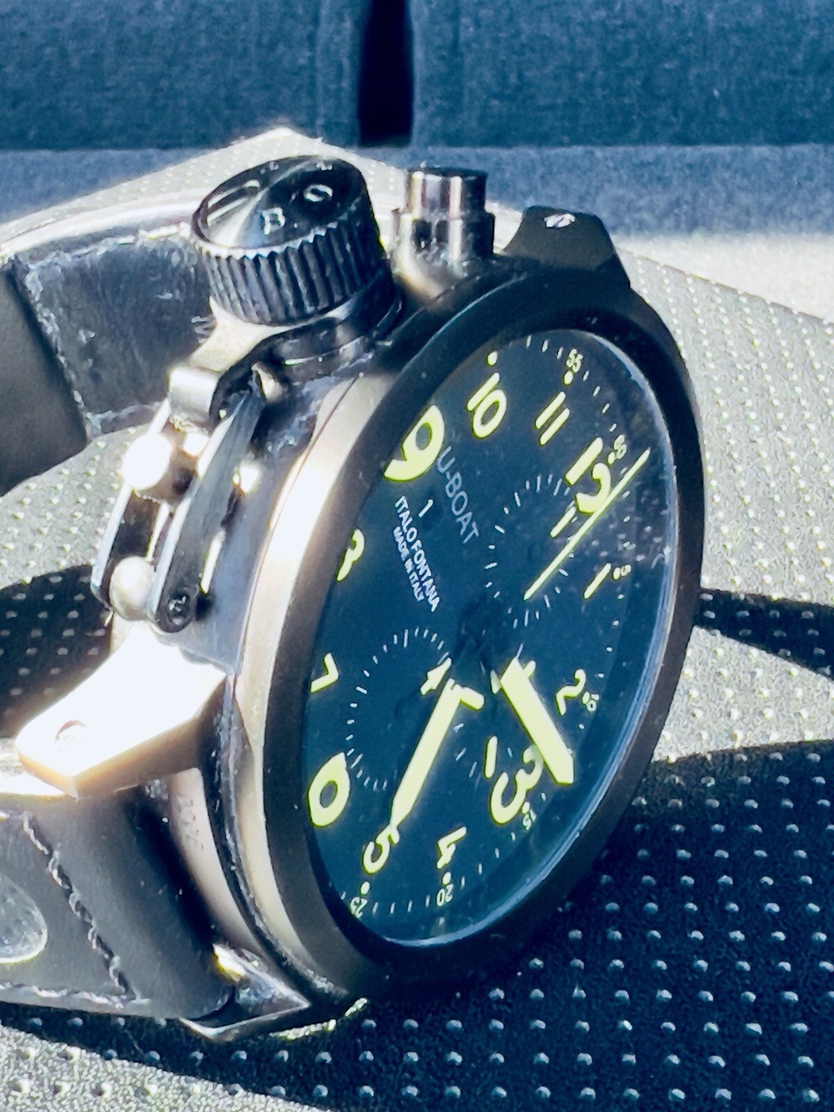 U-BOAT Flight Deck 50mm Black Automatic Dial Leather Strap – U7750