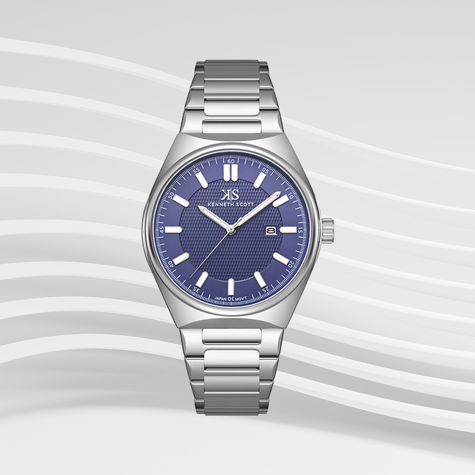Kenneth Scott Men’s Analog Watch | Blue Dial, 42mm, 30 m (3 ATM)