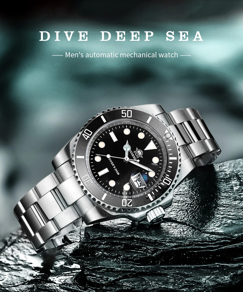 41MM ADDIESDIVE Quartz Men Watch Diver 200M Waterproof Stainless Steel Luminous
