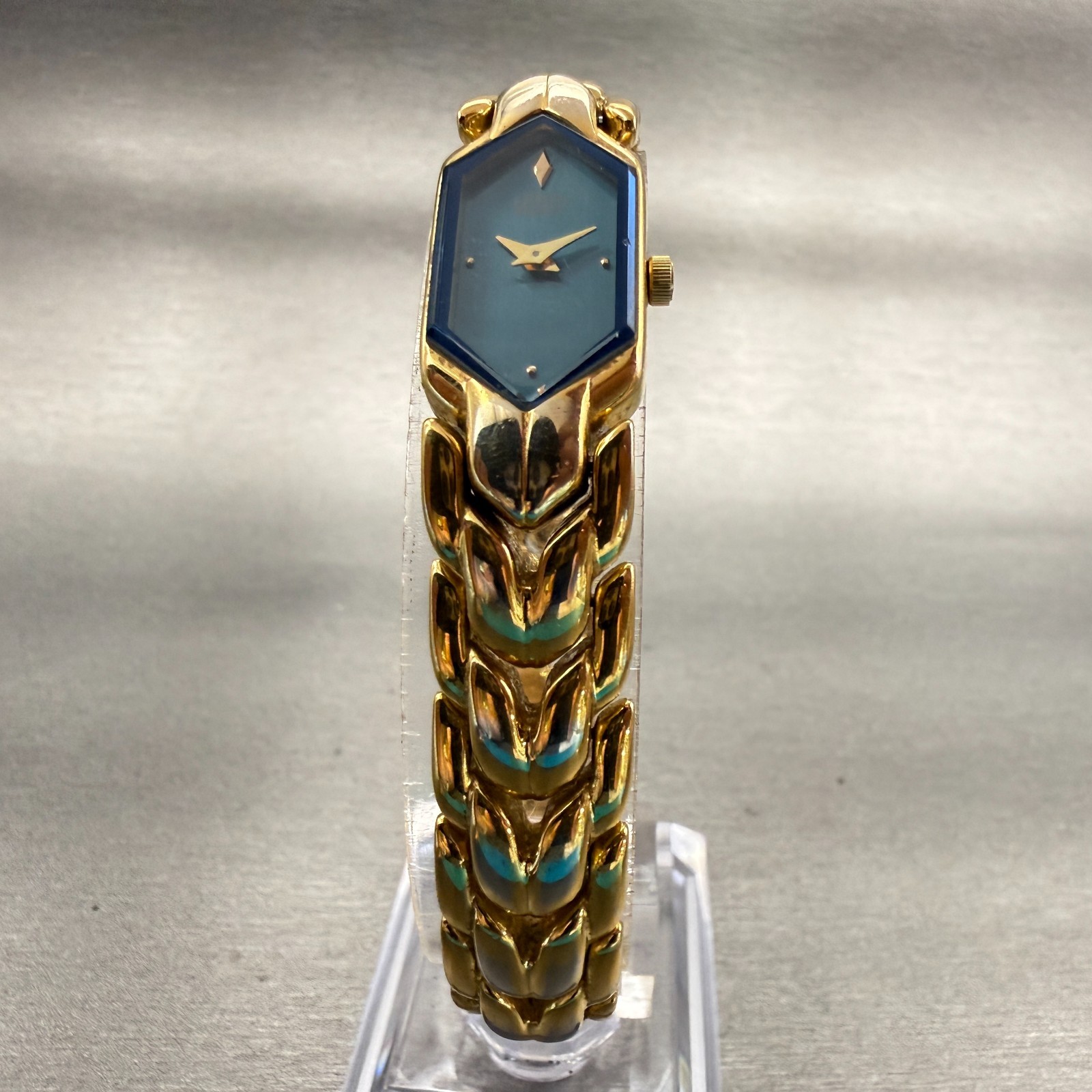 Citizen Elegance Watch Women 13mm Blue Dial Gold Rectangle 5421-H07537 New Batt