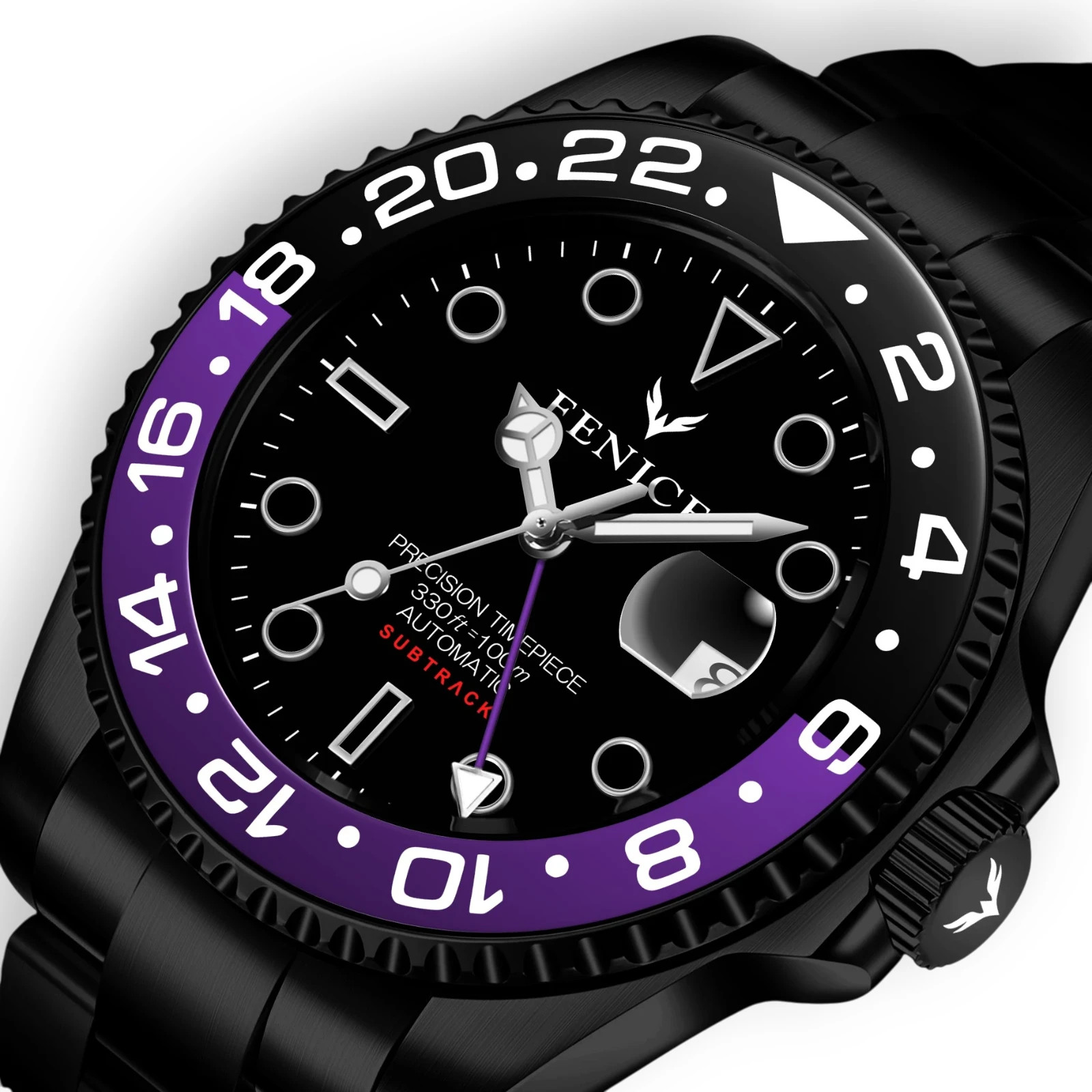 Phoenix Subtrack Nightshade Noir GMT 10ATM Automatic Watch with NH34 Movement