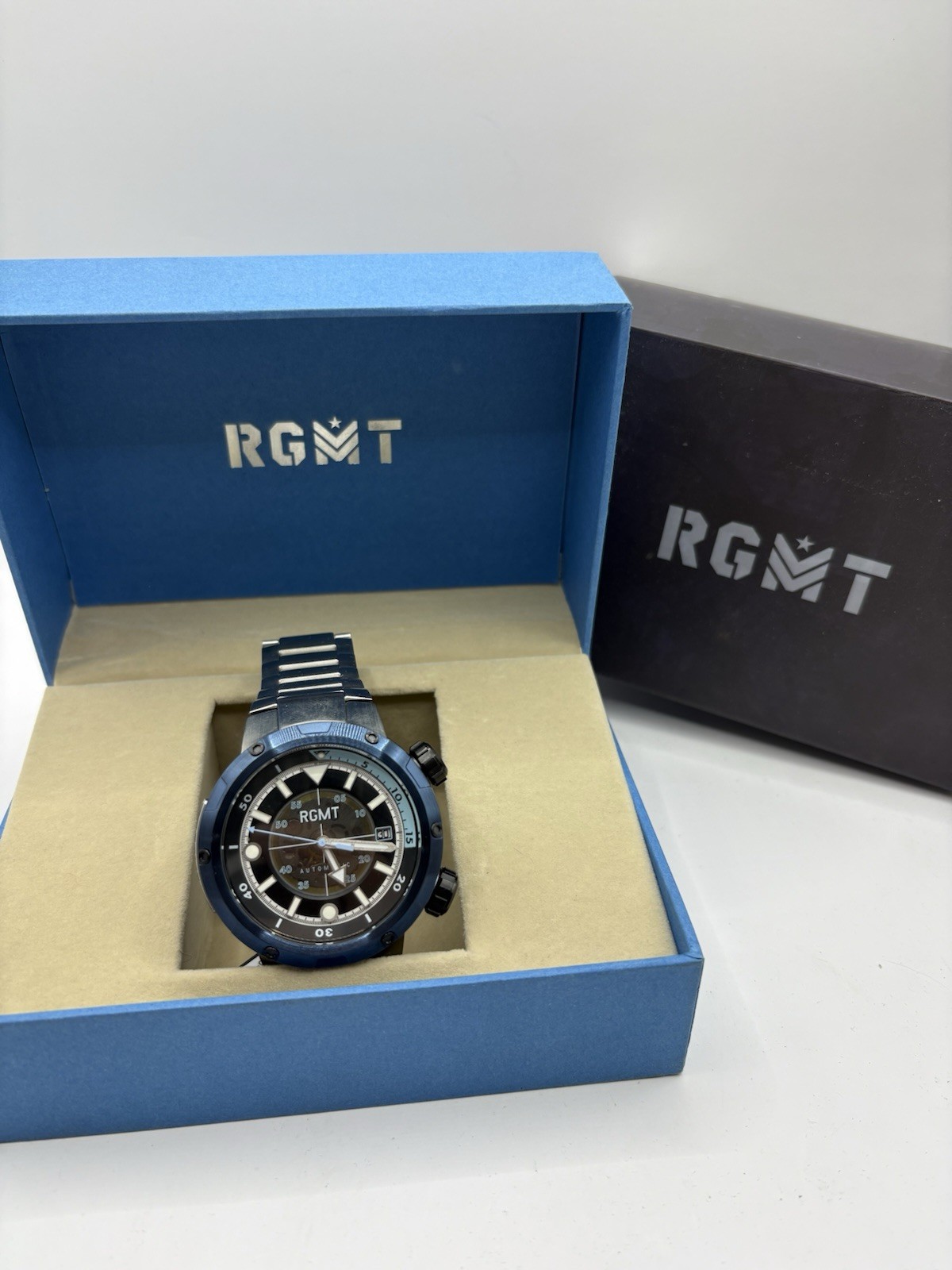 RGMT RG-8050 Mens Automatic Dive Watch Stainless Steel 100M Water Resistant Blue