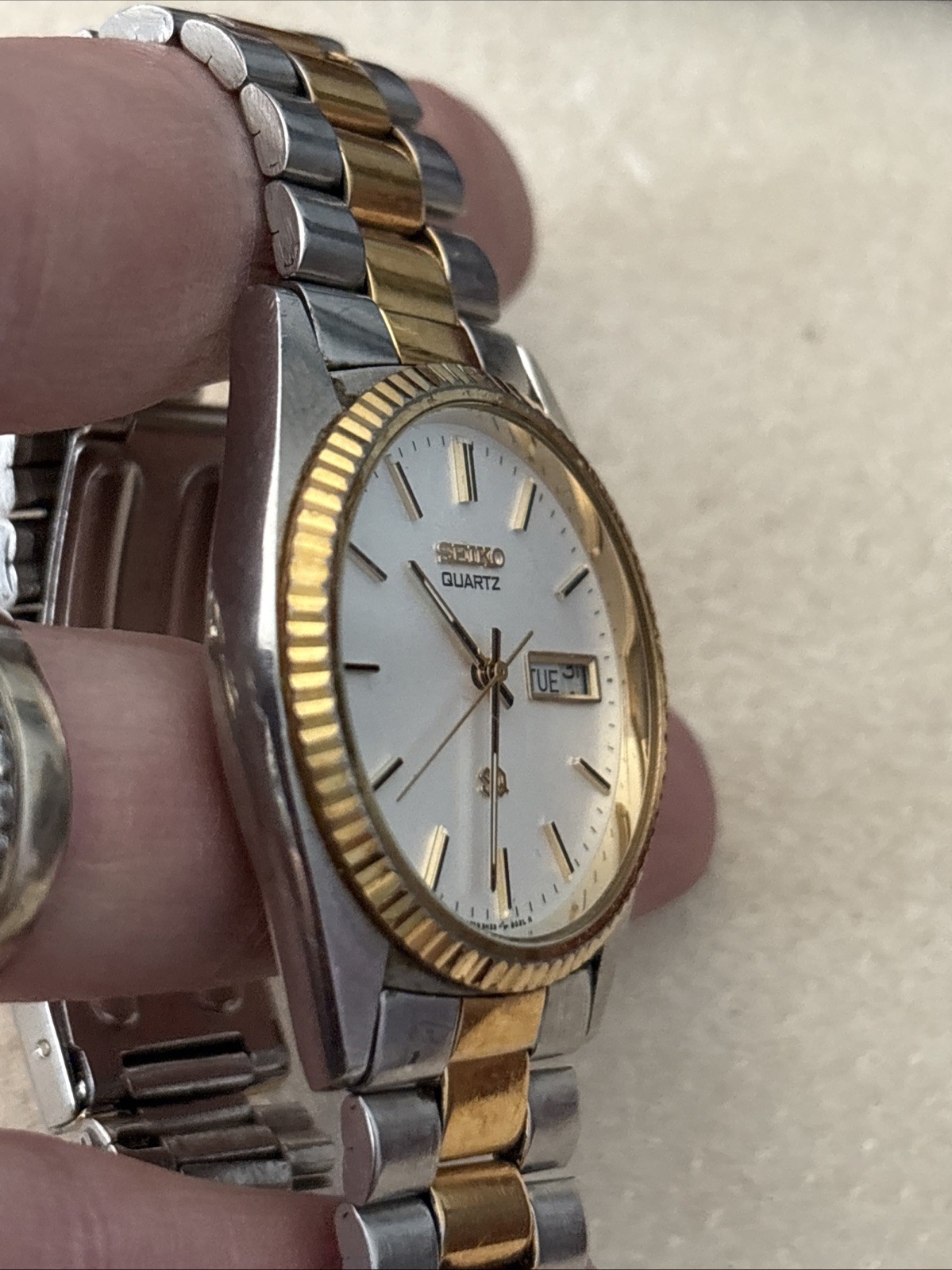 Vintage SEIKO SQ Presidential Two Tone Daydate 5H23-8029 A4 /Not Running