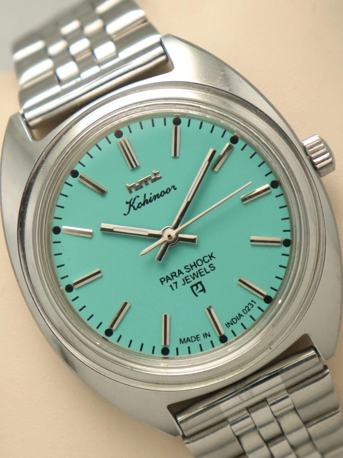 Used HMT Kohinoor Turquoise Color Dial Shock 17 Jewels Hand Winding Men’s Watch