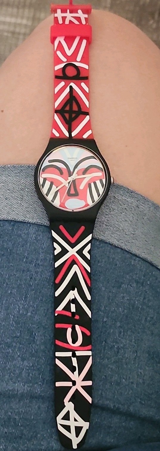 NEW✅LIMITED EDITION✅ Swatch MASK PARADE Silicone Unisex 41mm Watch SUOB127