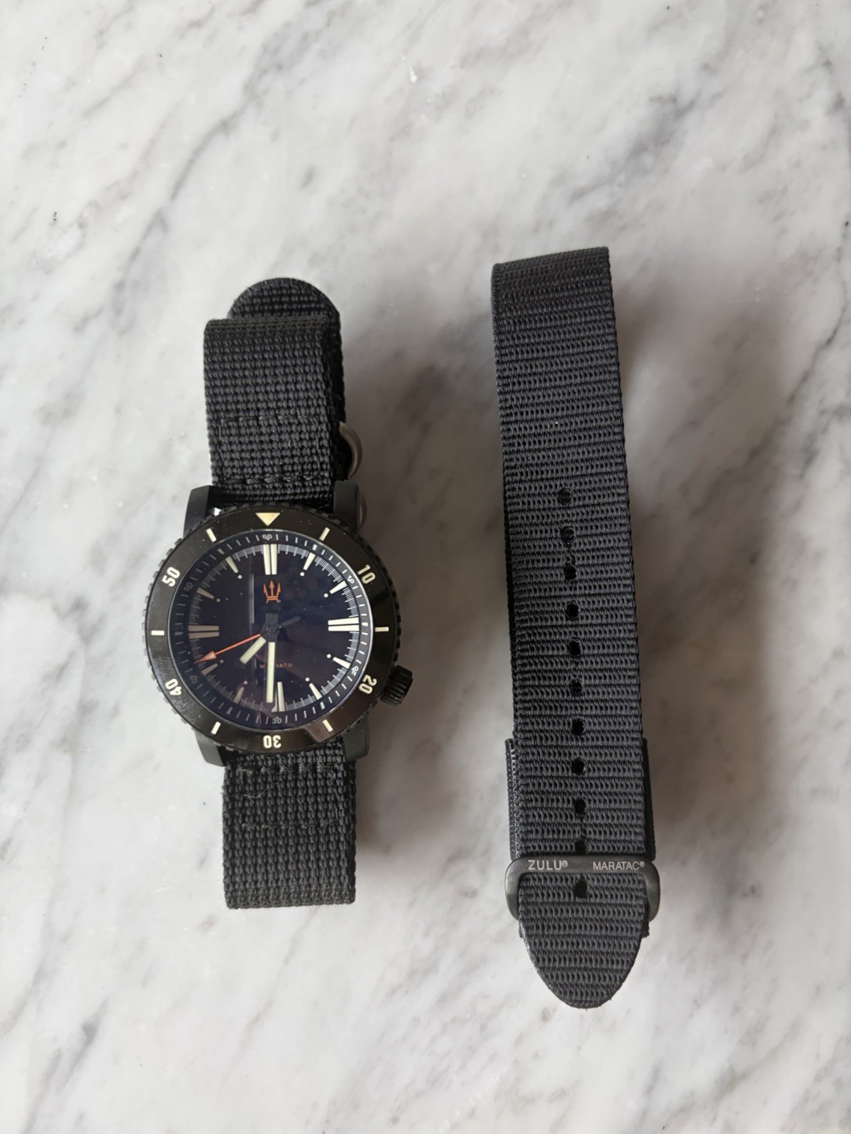 Maratac Sapphire Automatic Diver Watch Black Dial 100m NATO Strap 46mm