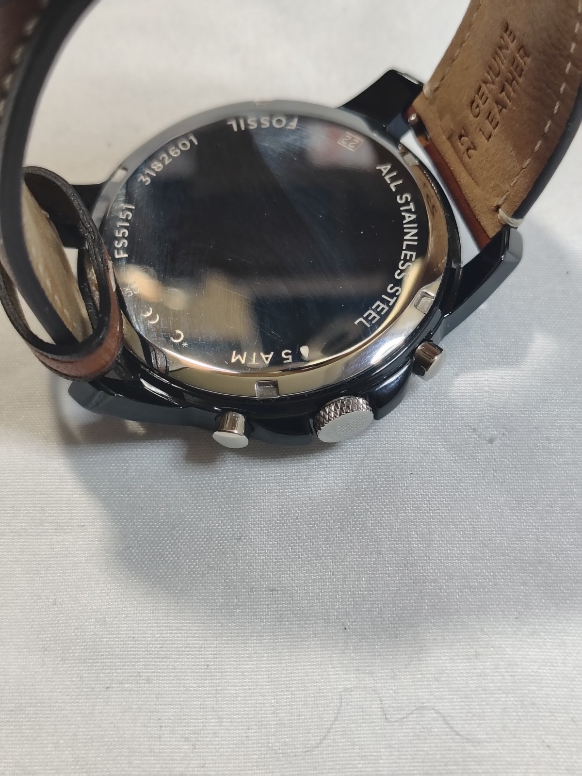 New Fossil Men’s Grant Chronograph Light Brown Leatger Strap 44mm Blue Dial