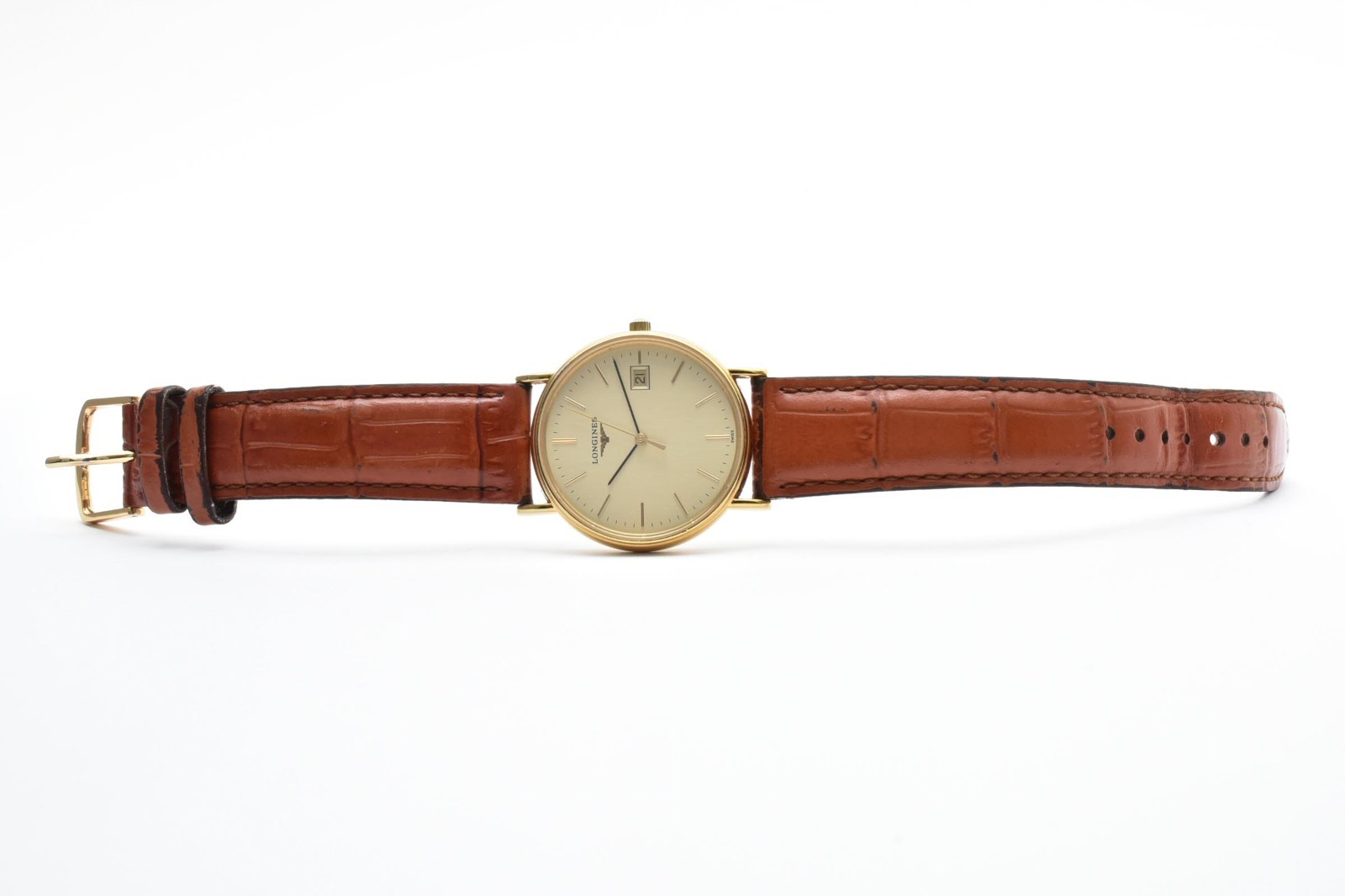 ▶️ LONGINES Grandes Classiques L4.720.2 Quartz Gold Date 33mm Men’s Watch Swiss