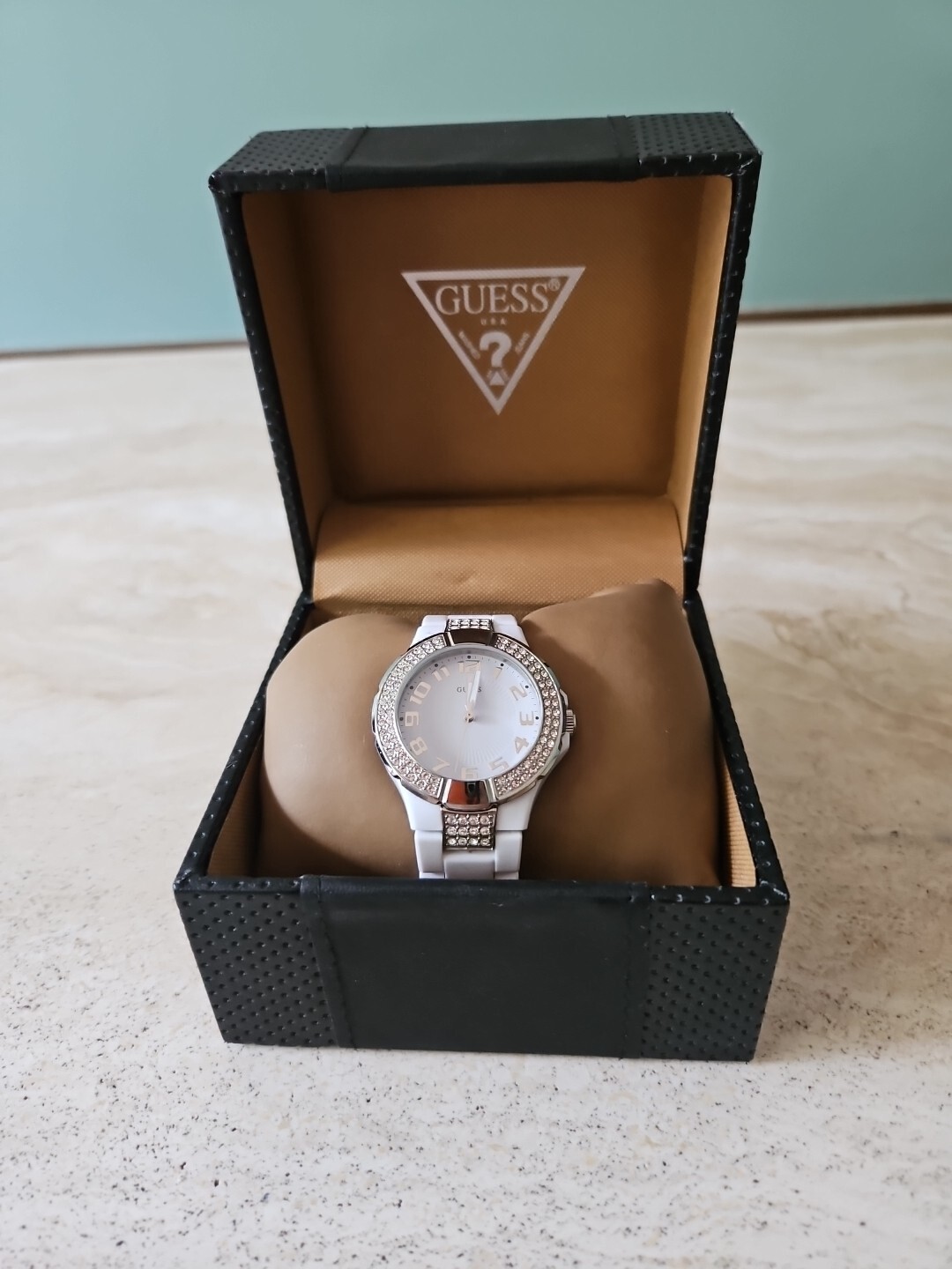 Women’s White Dial With Crystal Rhinestones Polycarbonate W/Original Box