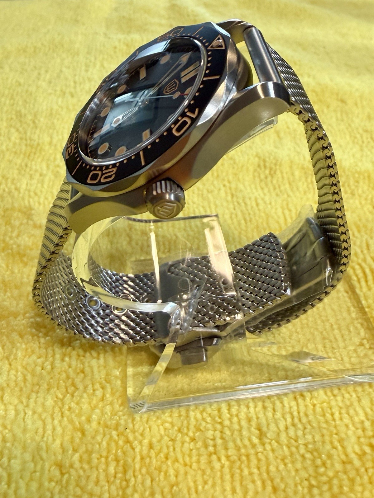 WD007ST Automatic Diver Watch-Brown/Bronze Dial Mesh Bracelet NH35 Movement-NEW