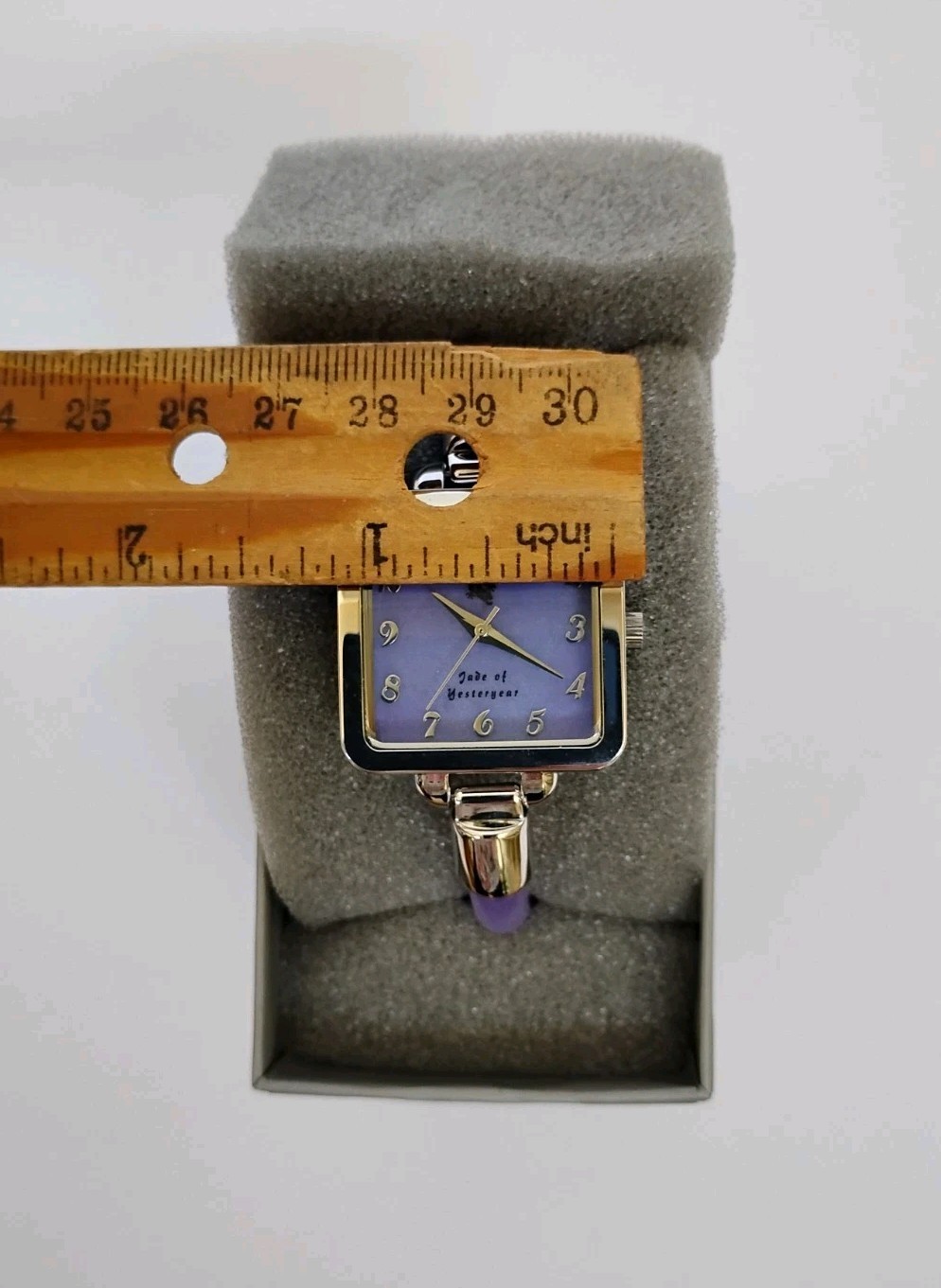 Jade of Yesteryear JOY Genuine Lavender Jade Square Case Bangle Watch NEW