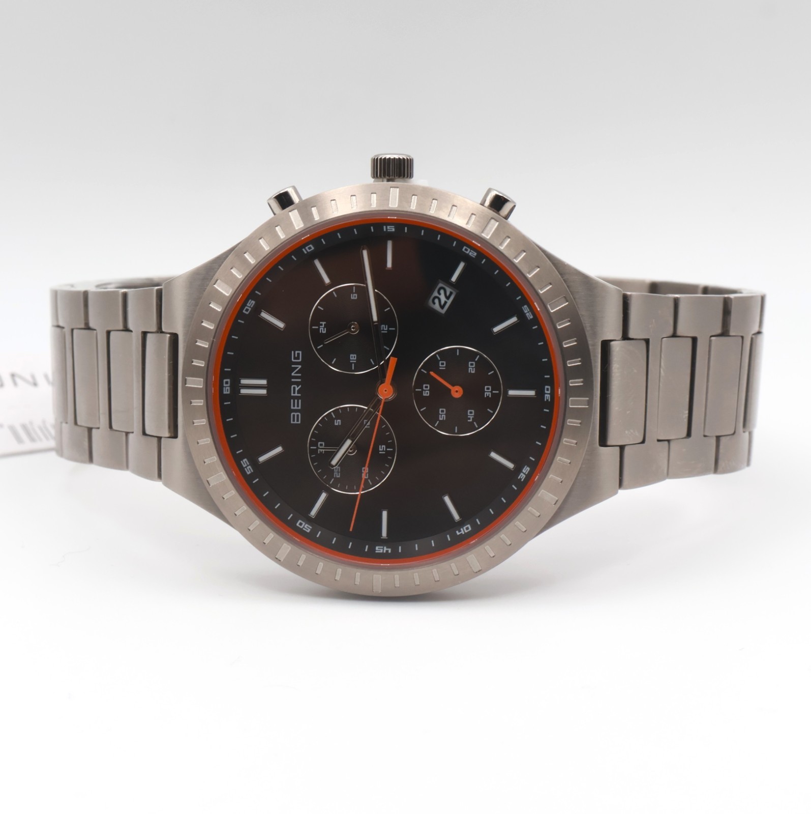 Bering Titan Men’s Titanium Black Dial Chronograph Quartz Watch 11743-709
