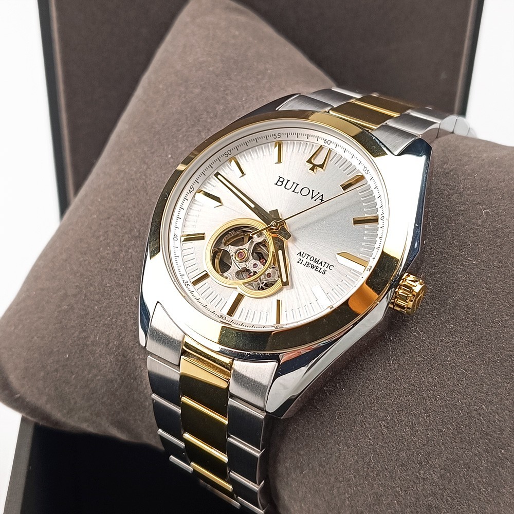 Men’s Bulova Surveyor 98A284 Silver-Gold Dial Two-Tone Stainless Automatic Watch