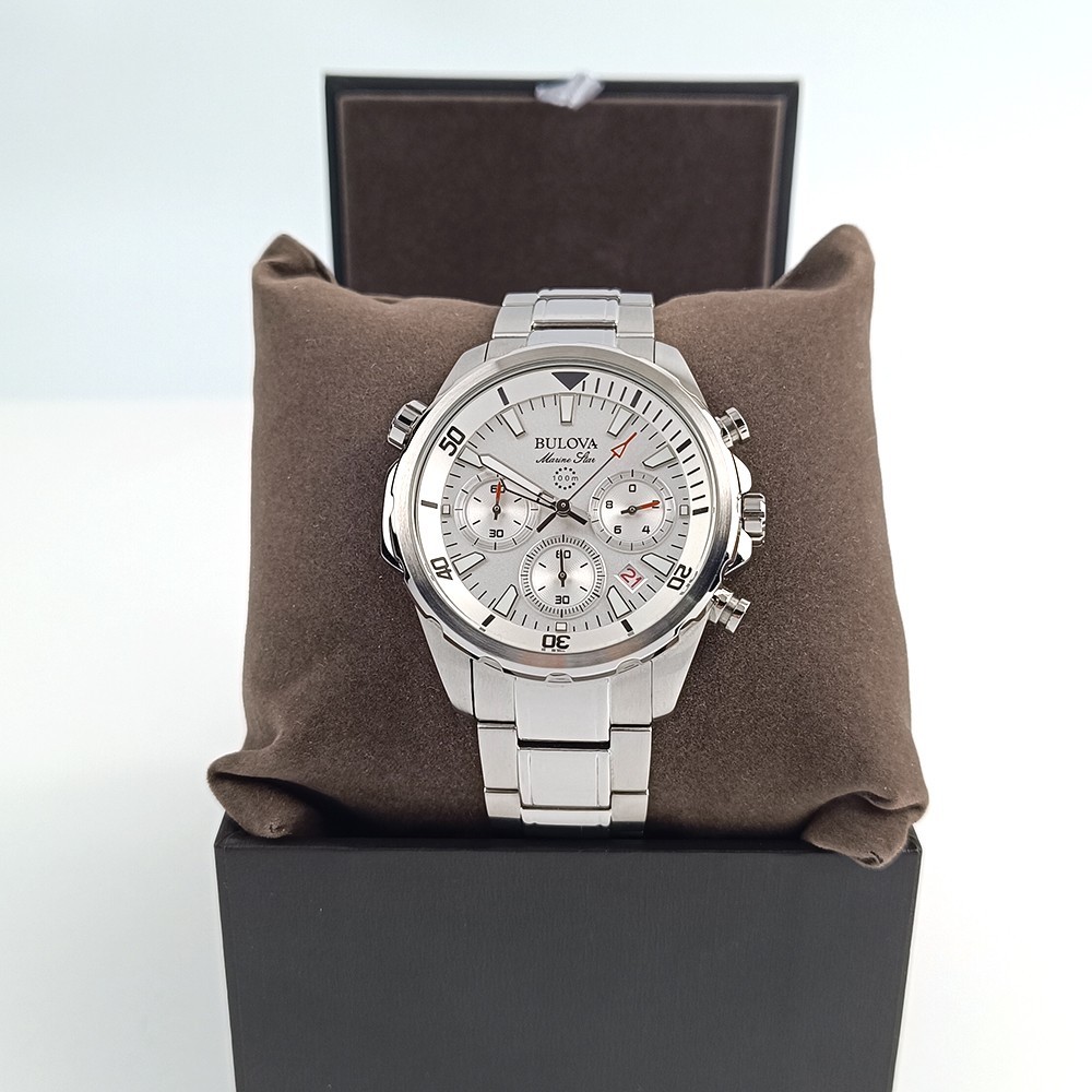 Bulova Marine Star 96B255 White Dial Stainless Chronograph Men’s Quartz Watch