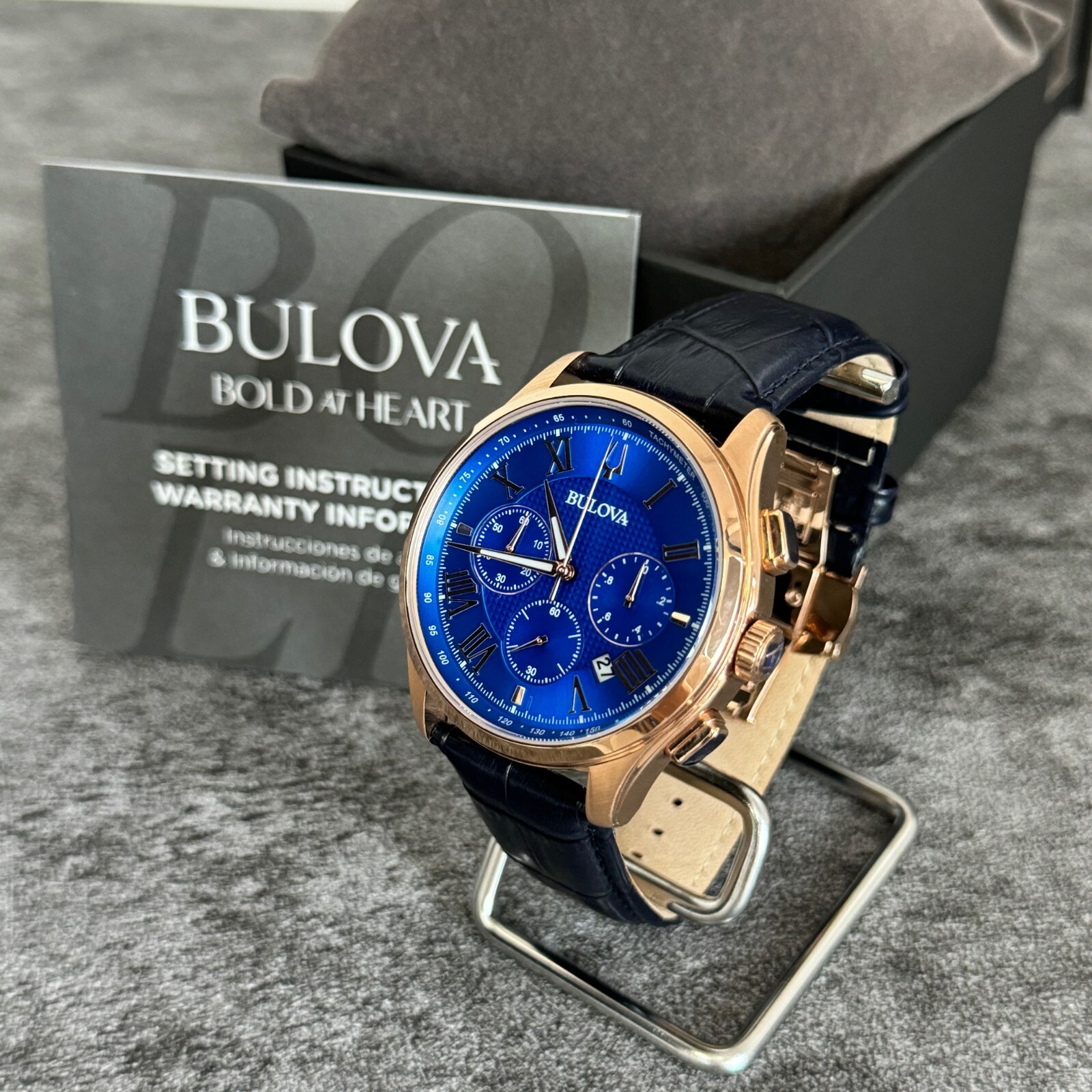 Bulova Men’s Wilton Classic Blue Textured Dial Chronograph Watch 97B170