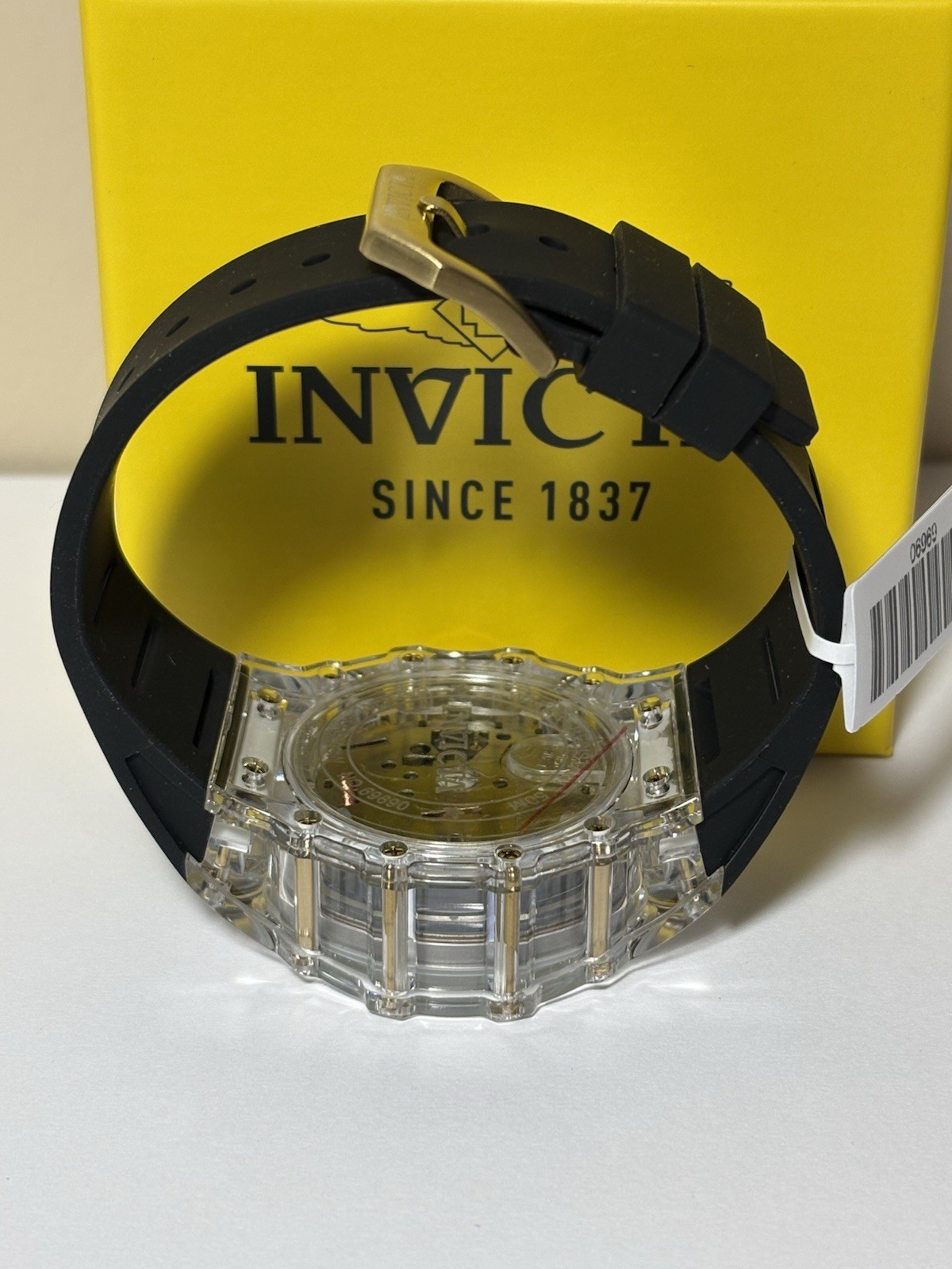 Invicta Racing Vaulthan Men’s Black Transparent 44mm Quartz Watch 69690 NIB