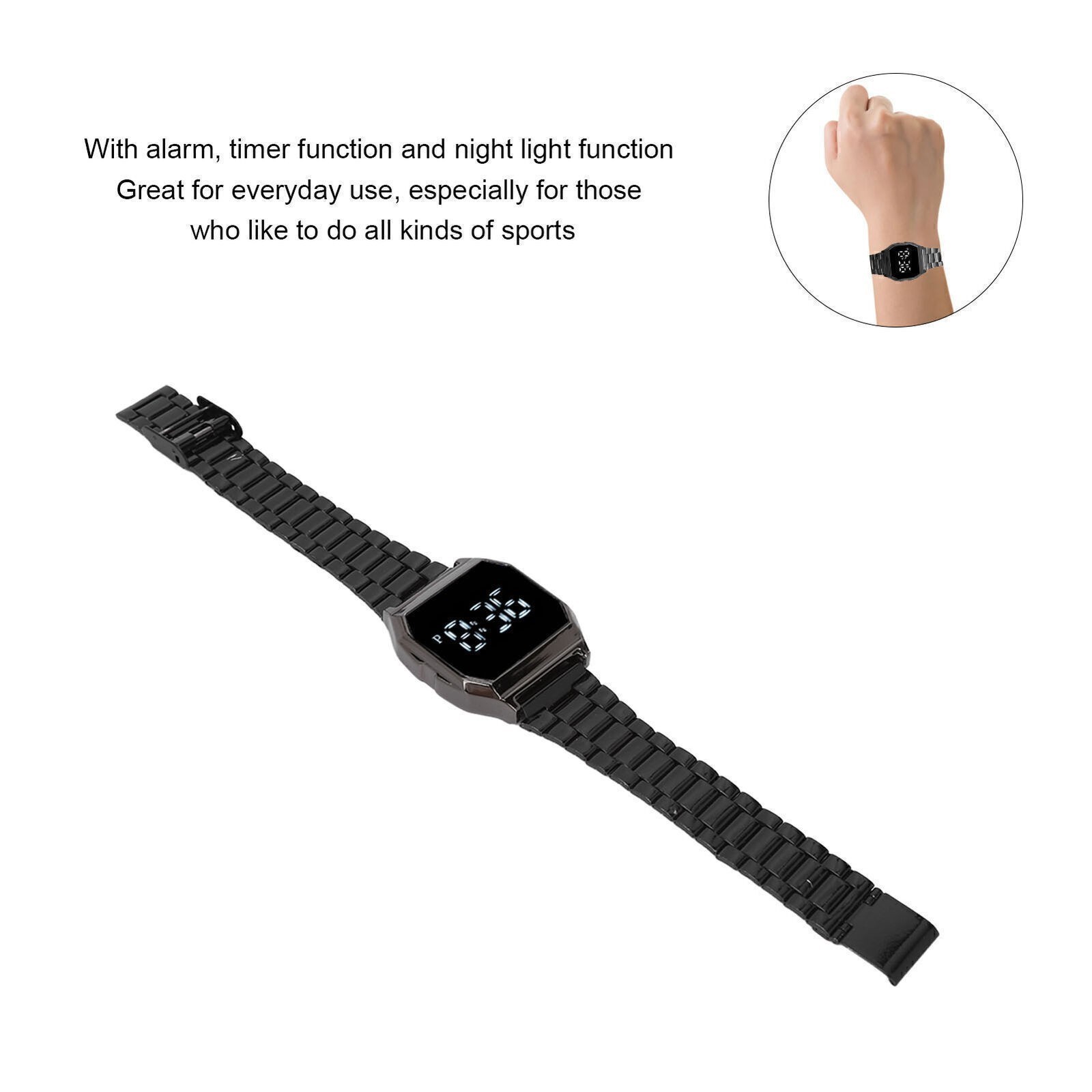 LED Watch for Student Tetragonum Digital Sports Watch with Folding Clasp Alarm