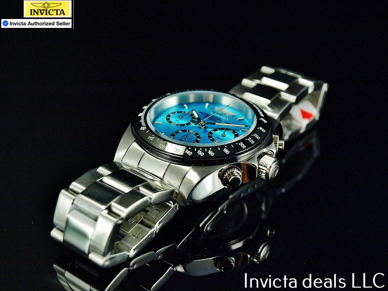 Rare Invicta Men’s 40mm SPEEDWAY DRAGSTER Chronograph TURQUOISE DIAL 200m Watch