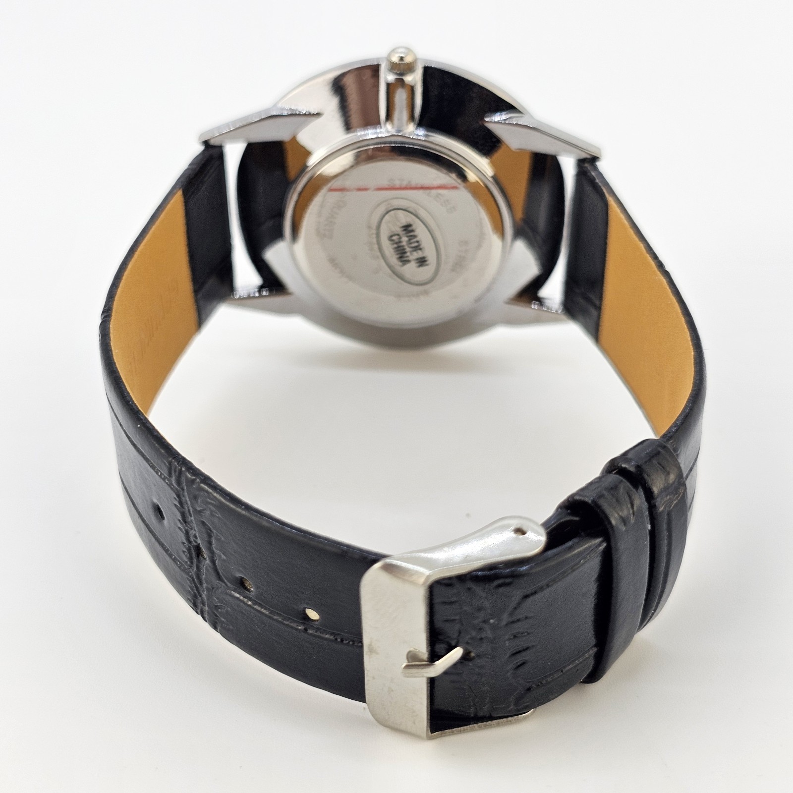 42MM Men’s Watch Roman Numerals Tan Dial Black Leather Bands New Battery