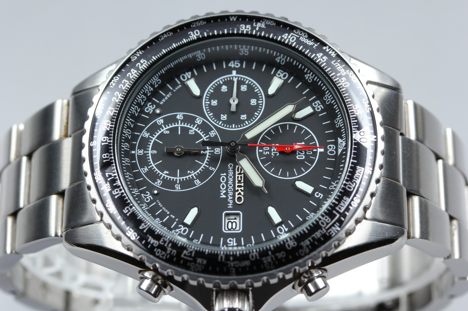 [ Near MINT ] SEIKO Flightmaster 7T92-0CF0 40mm Black Dial Quartz Men’s Watch