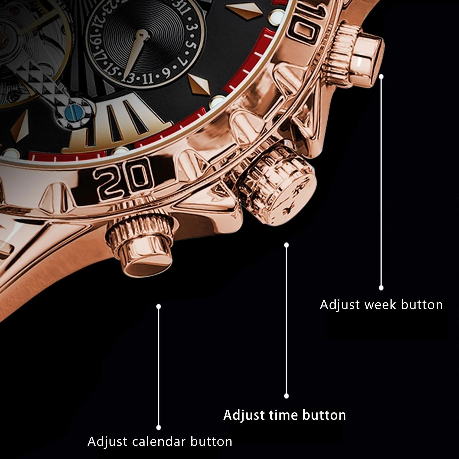 43MM POEDAGAR Automatic Luxury Watch Men’s Waterproof Stainless Steel Analog NEW