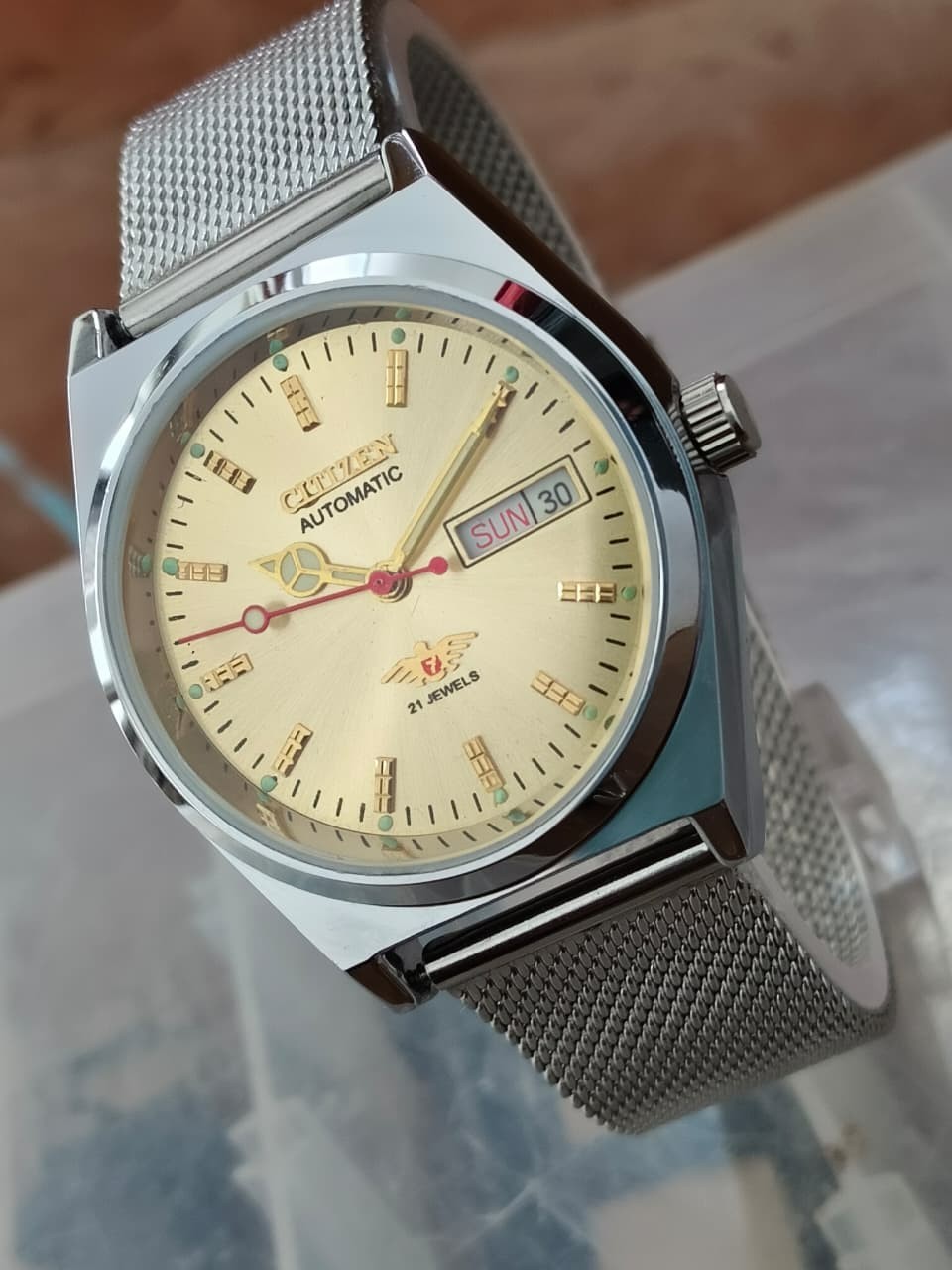 Automatic 8200 21Jewels Restored Dial Golden DayDate Mens Japan Watch Vintage 76