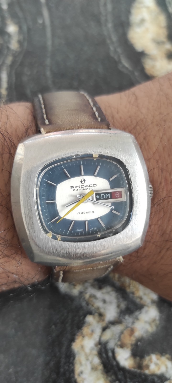 Vintage Sindaco Automatic Ronda-Matic Cal. 1219-21 17 Jewels Swiss Made Day-Date