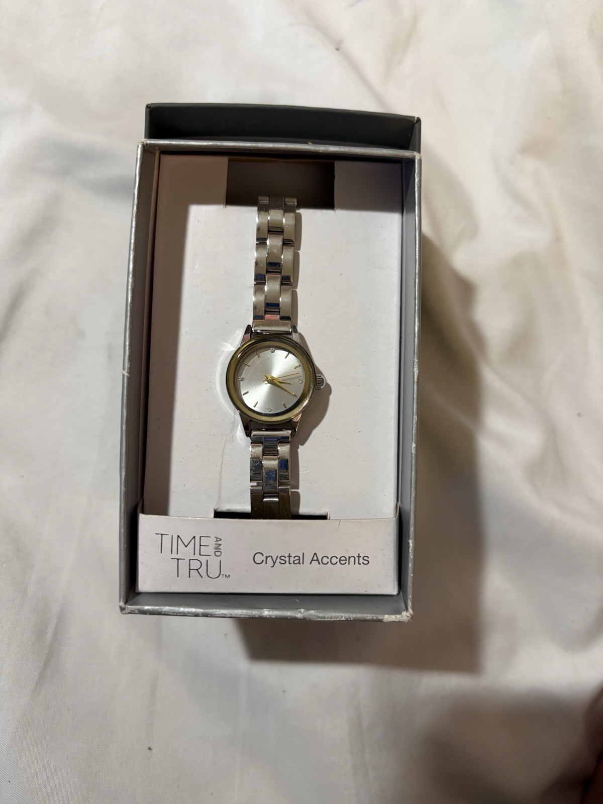 Time and Tru Silver Tone Crystal Accent Bracelet Wristwatch (NEW)