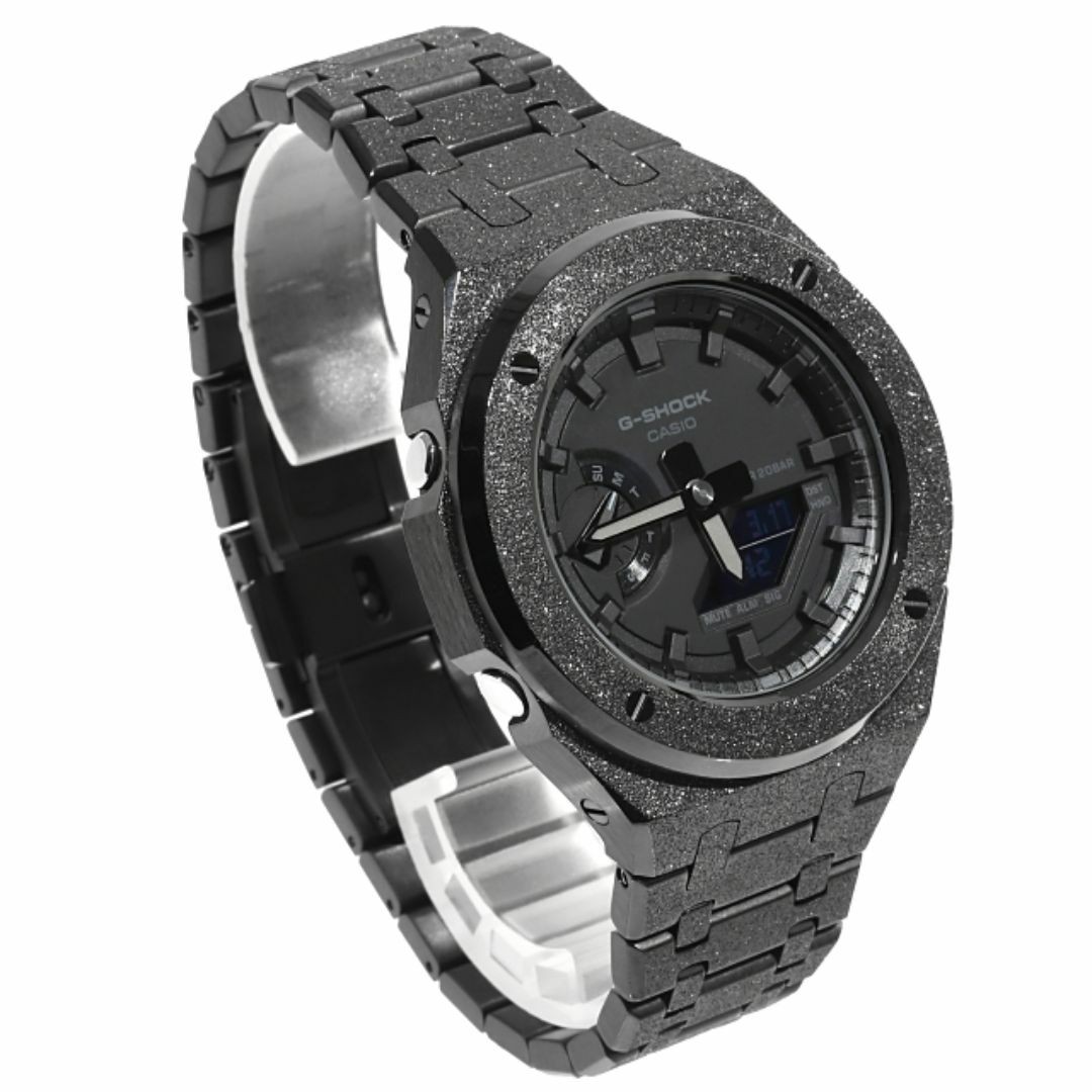 G-Shock GA2100 Frosted Custom Blackout Casioak Stainless Steel Matte Finish Mode