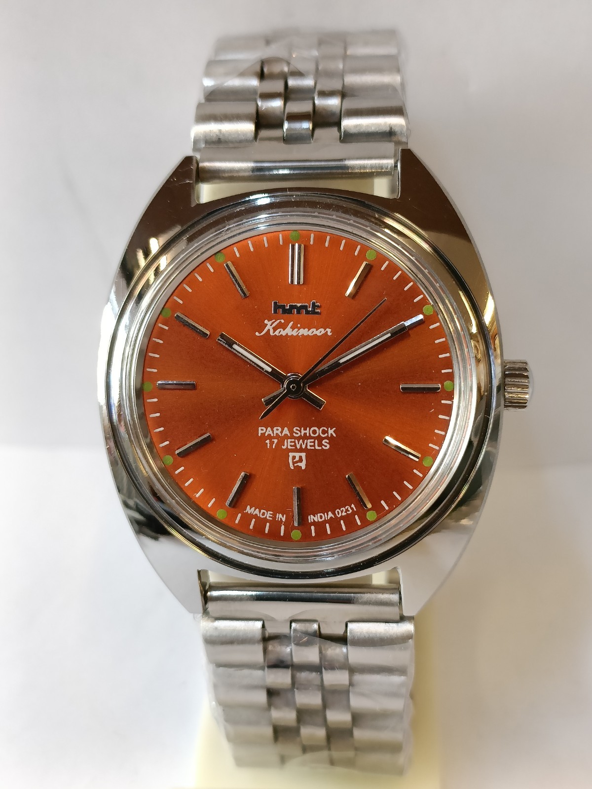 REFURBISHED HMT KOHINOOR 17J WINDING ORANGE DIAL 0231 INDIA MEN’S WORKING