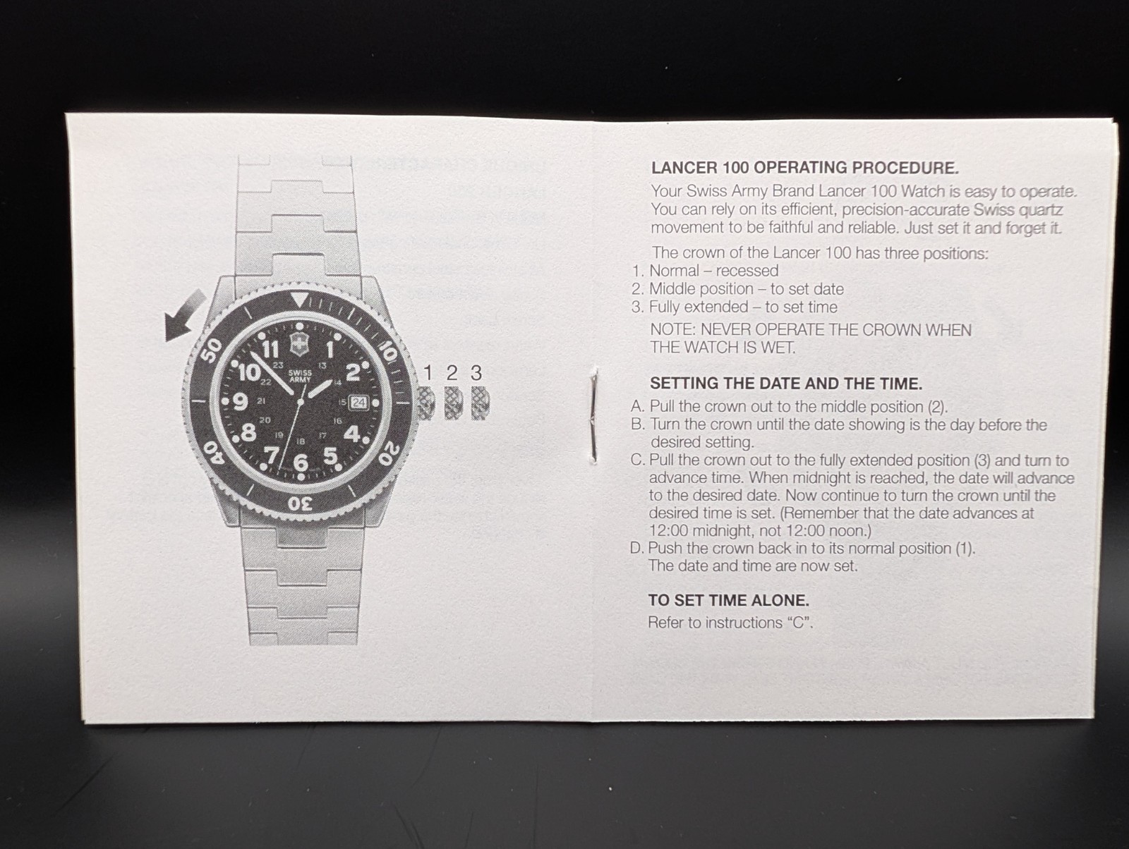 Victorinox Swiss Army Lancer 100 Men Military Quartz Watch G2U